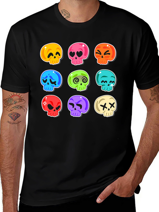 Skull Emoji Print T-Shirt - Fun & Spooky
