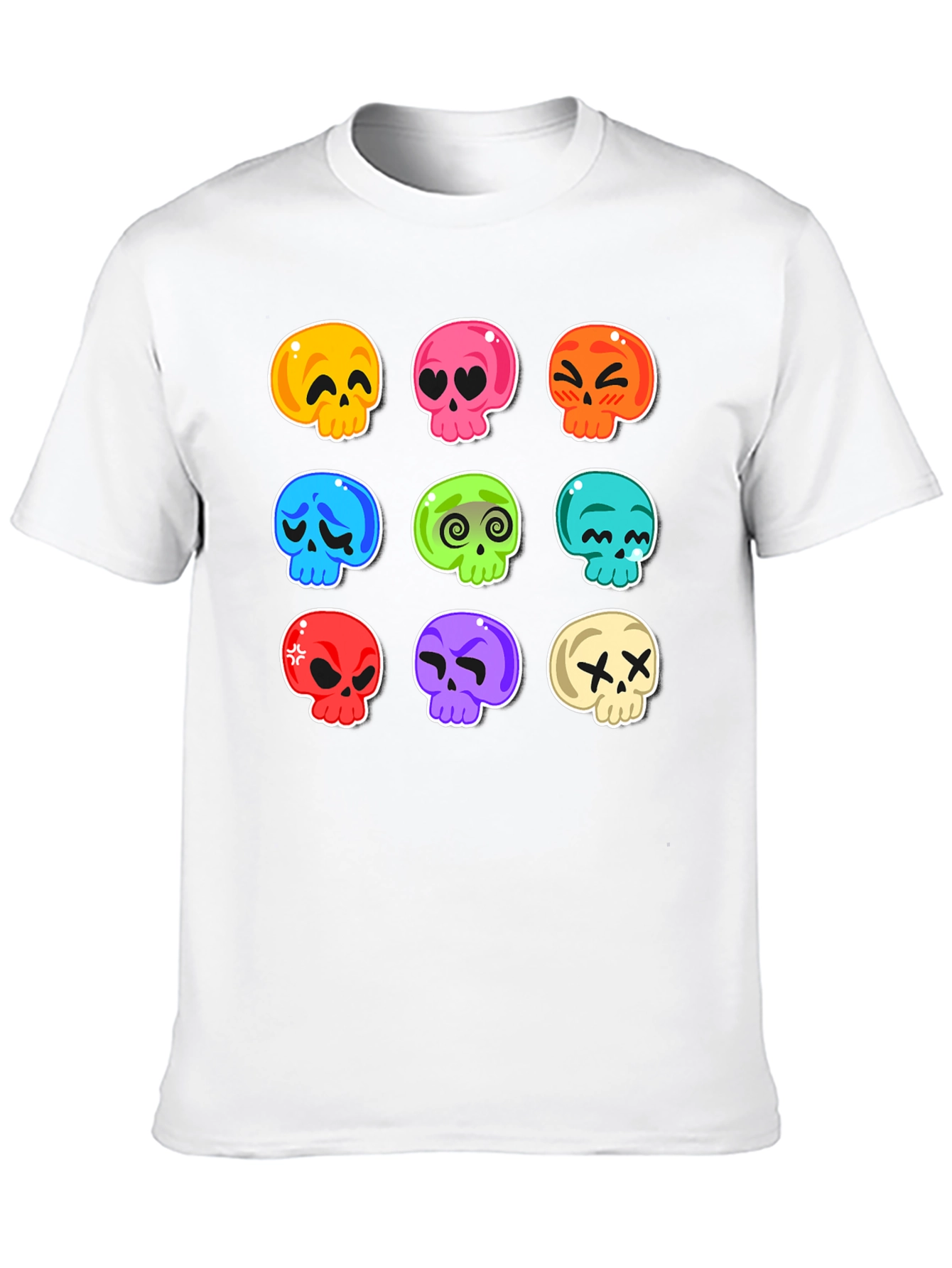 Skull Emoji Print T-Shirt - Fun & Spooky