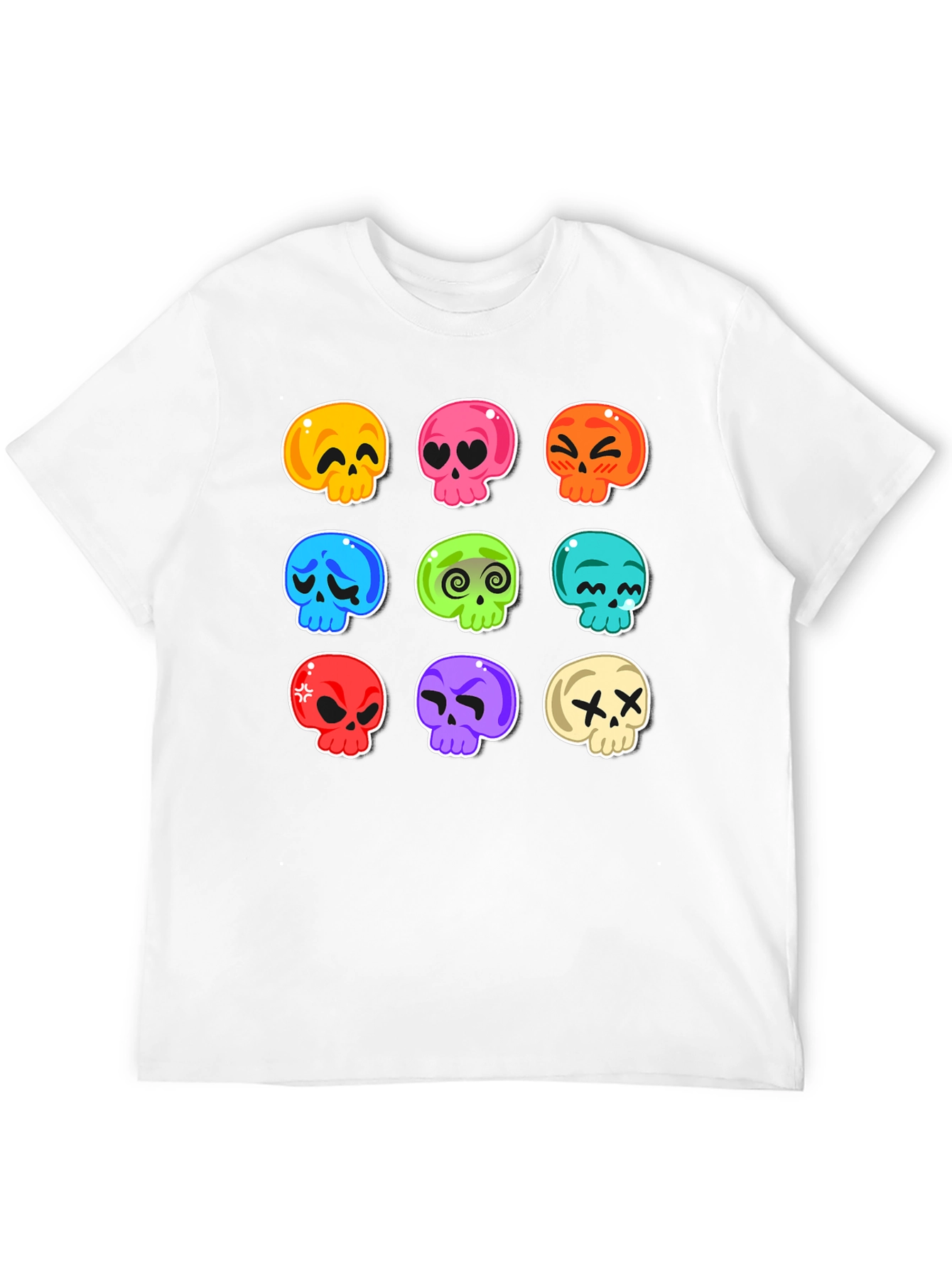 Skull Emoji Print T-Shirt - Fun & Spooky