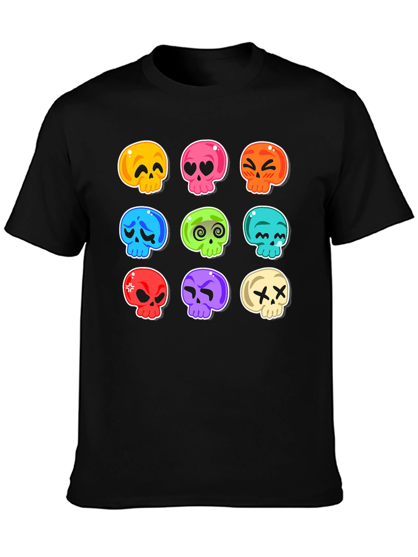 Skull Emoji Print T-Shirt - Fun & Spooky