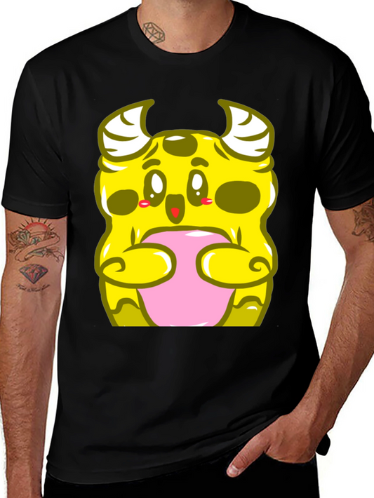 Cute Monster Graphic T-Shirt - Black Cotton Tee