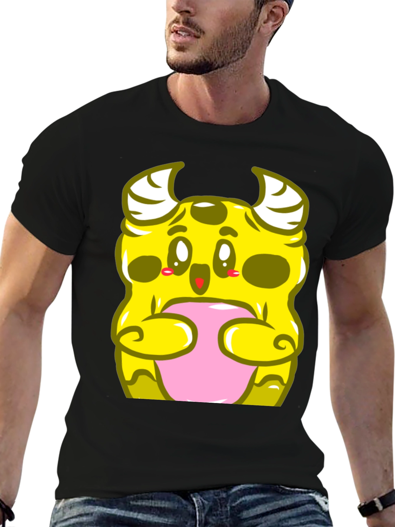 Cute Monster Graphic T-Shirt - Black Cotton Tee