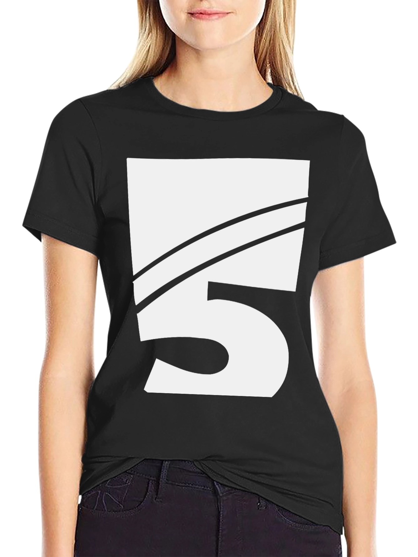 Bold Number 5 Graphic Tee - Black
