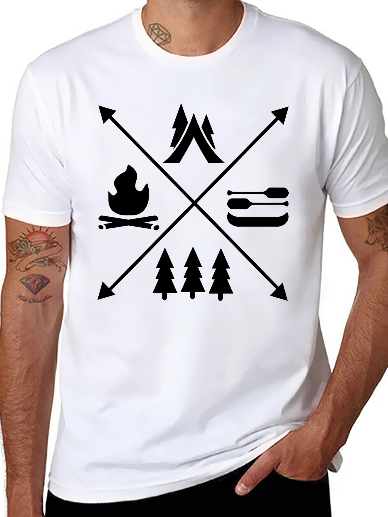 Camping Adventure Graphic T-Shirt - Black