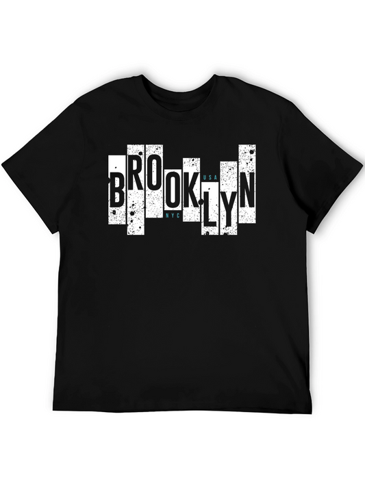 Brooklyn USA NYC Graphic Print Black T-Shirt