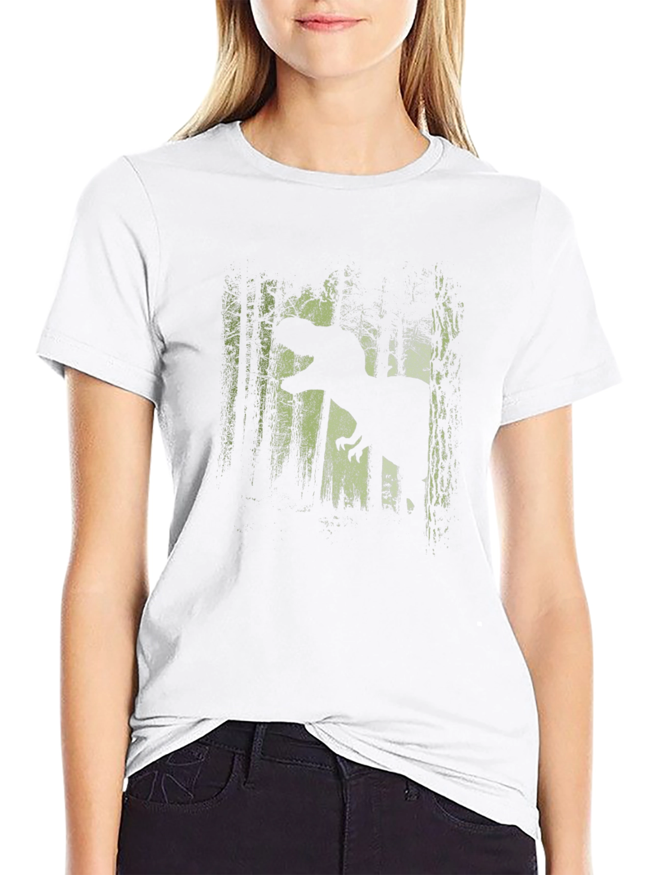 Dinosaur Forest Graphic Tee - Black Cotton T-Shirt