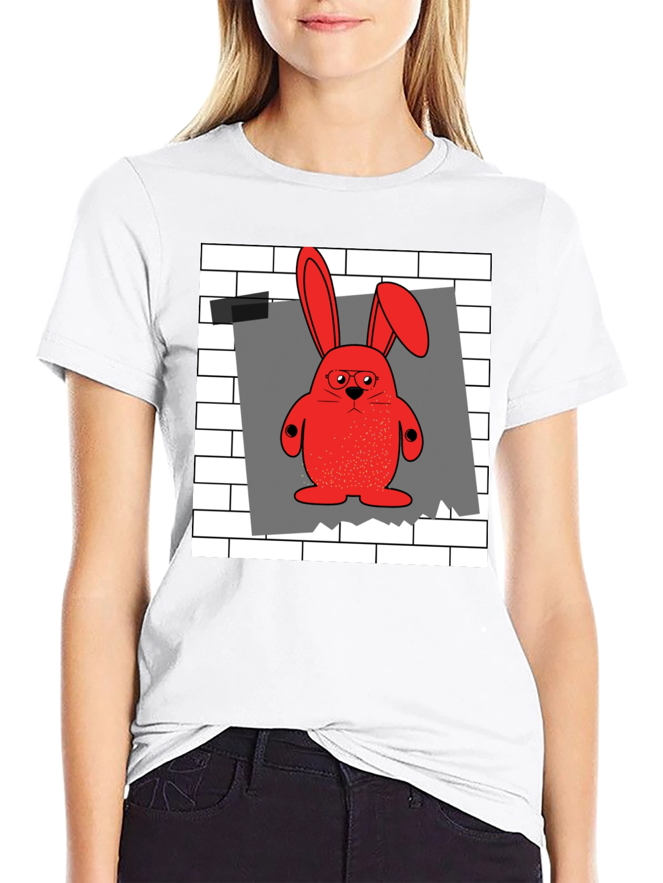 Red Bunny Graphic T-Shirt - Quirky & Comfy