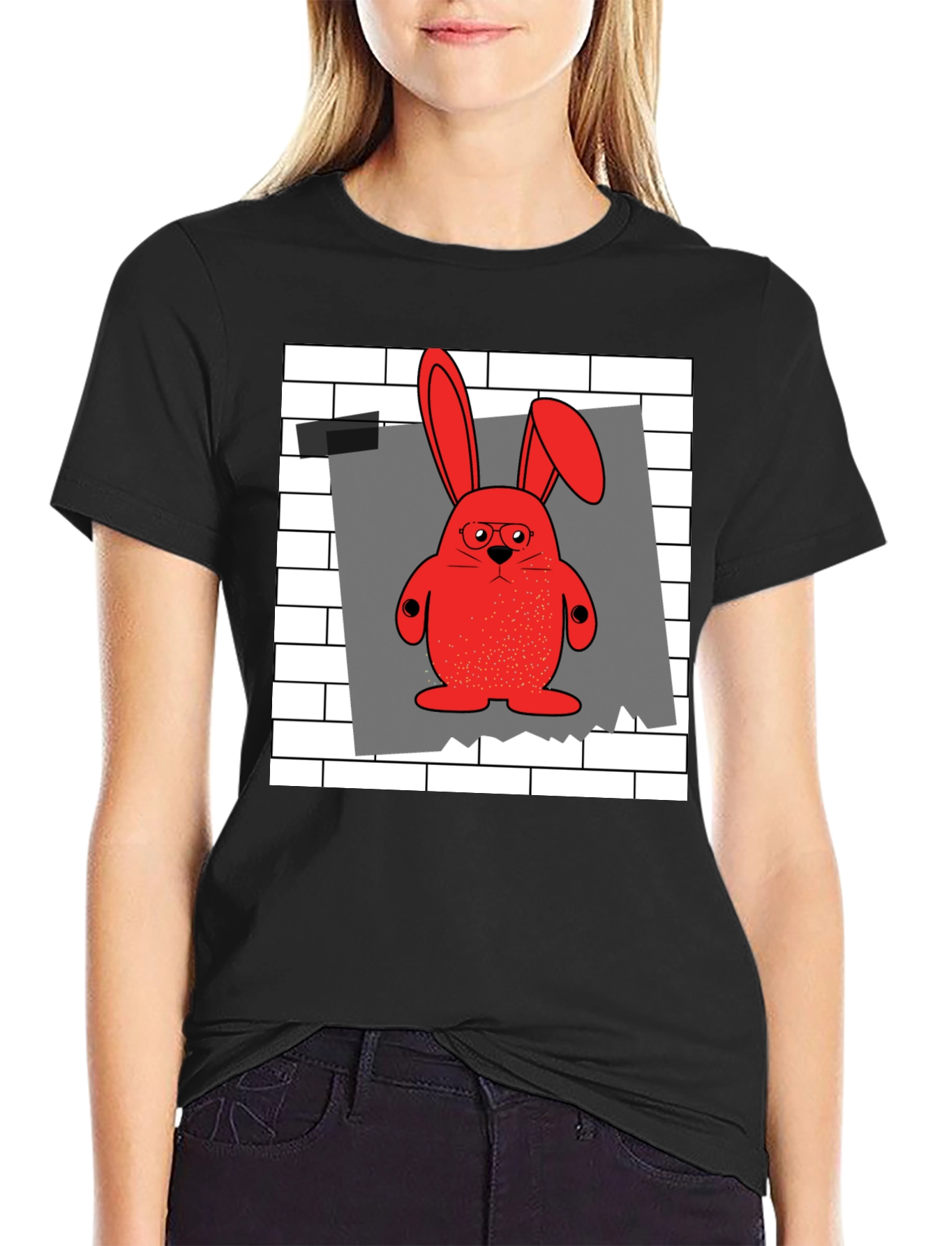 Red Bunny Graphic T-Shirt - Quirky & Comfy