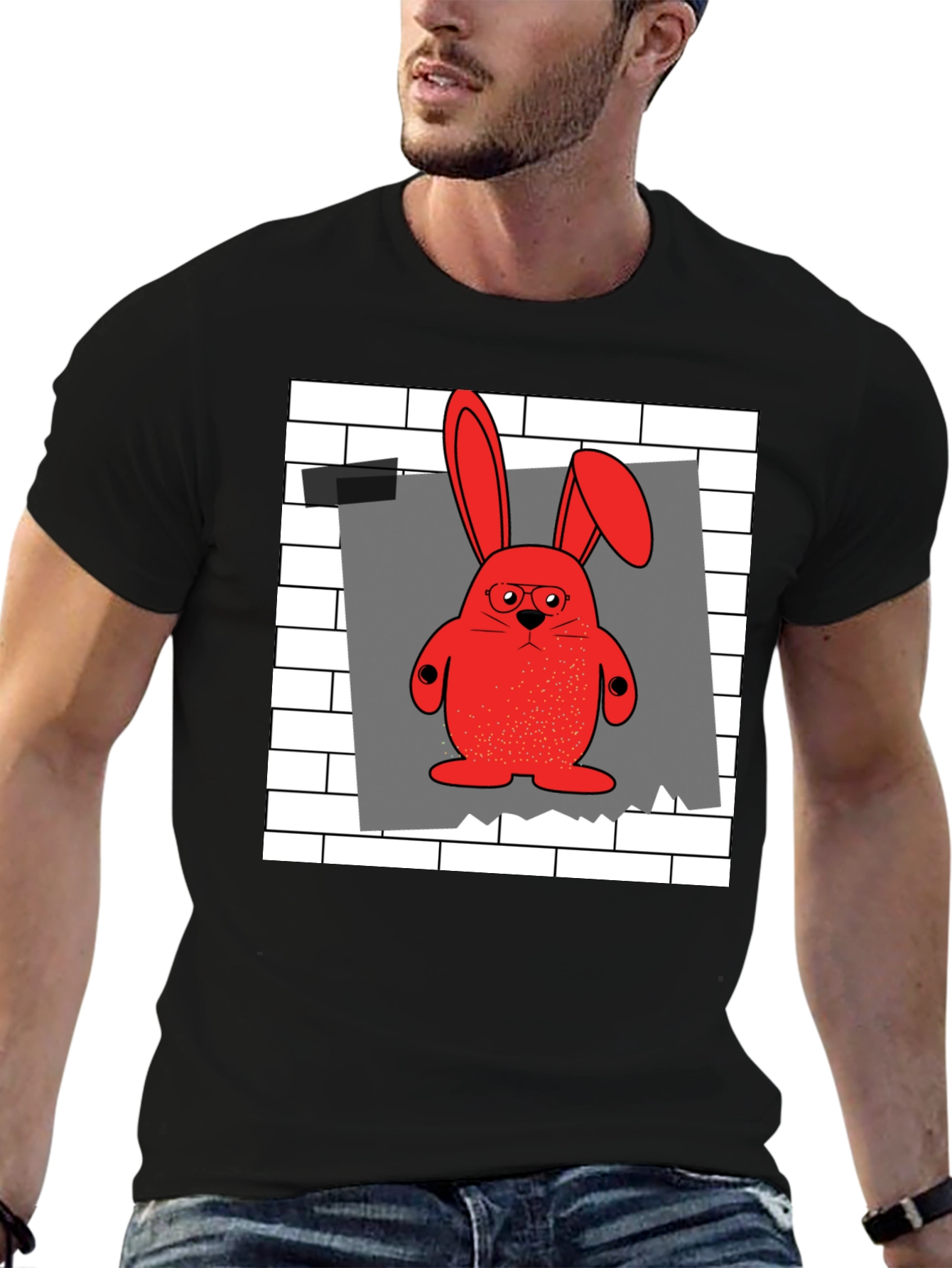 Red Bunny Graphic T-Shirt - Quirky & Comfy
