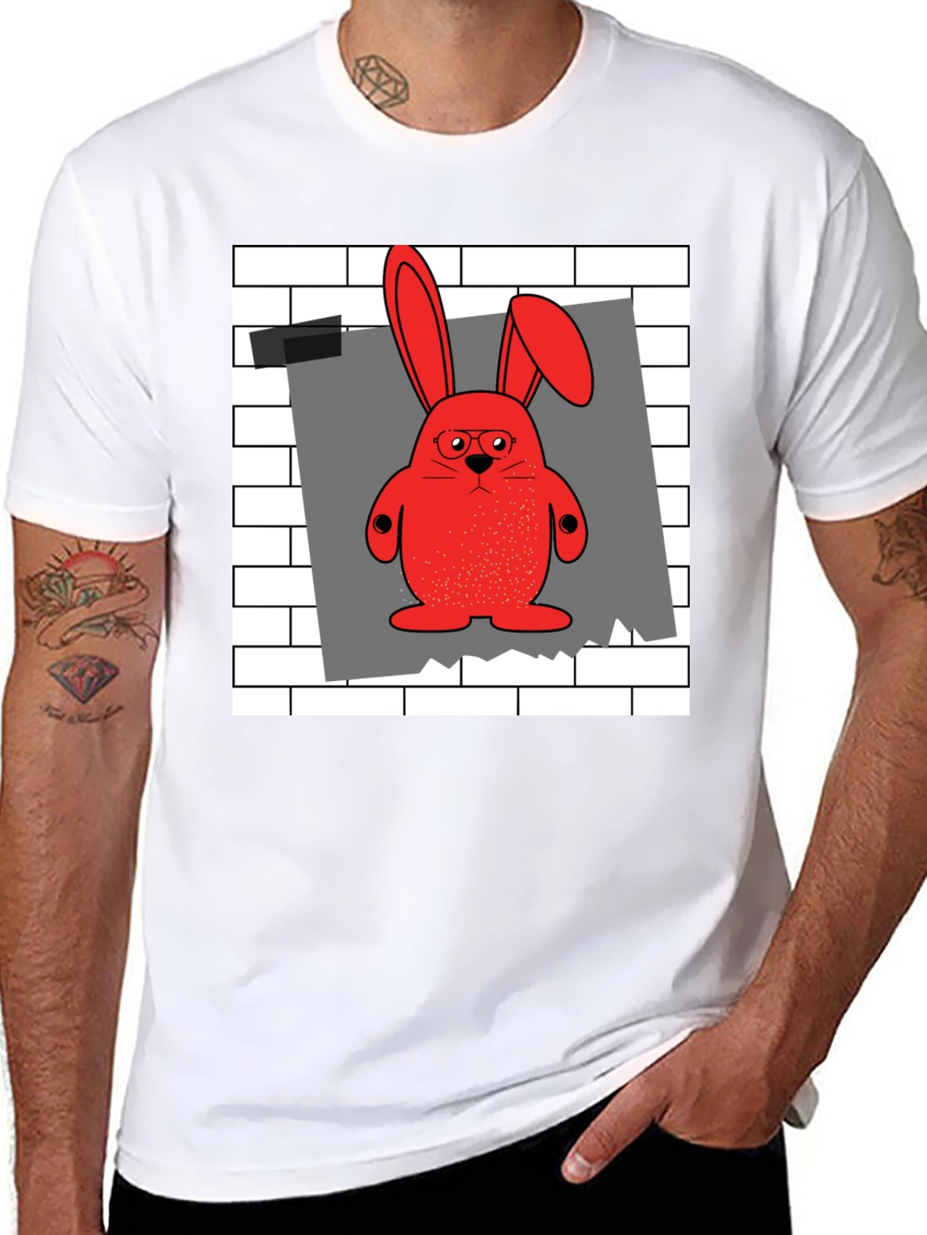 Red Bunny Graphic T-Shirt - Quirky & Comfy
