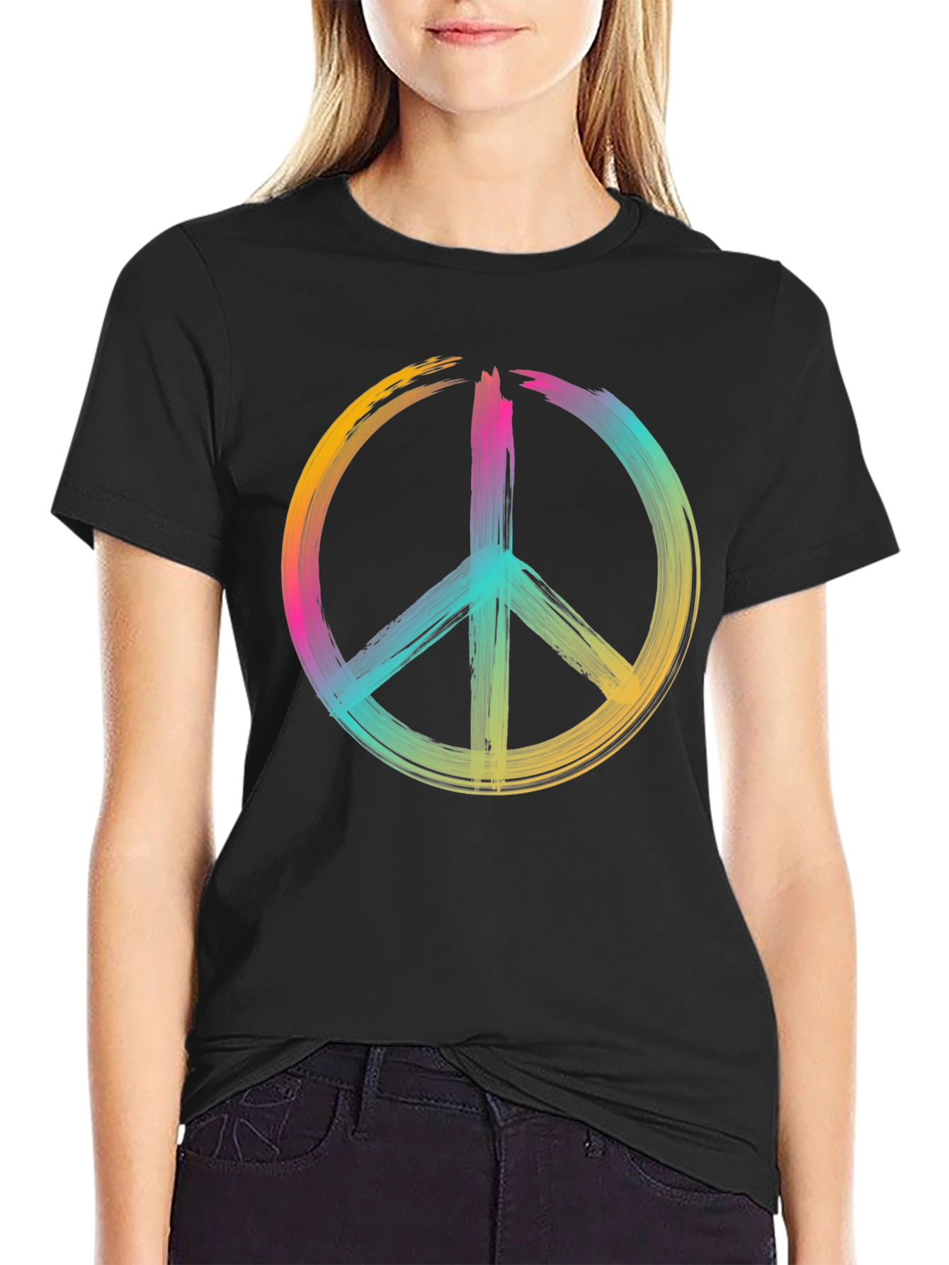 Peace Sign Graphic Tee - Brushstroke Design
