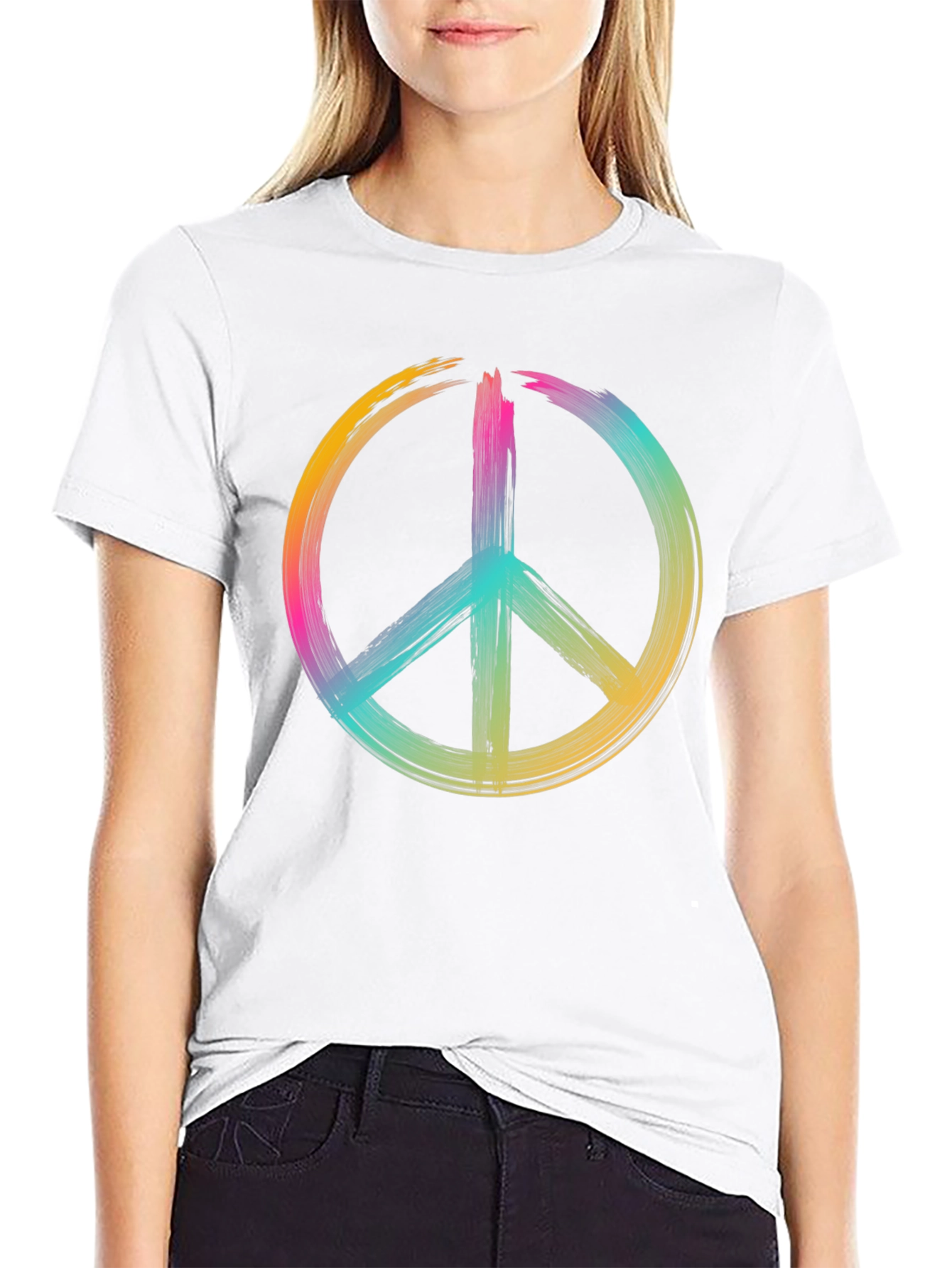 Peace Sign Graphic Tee - Brushstroke Design