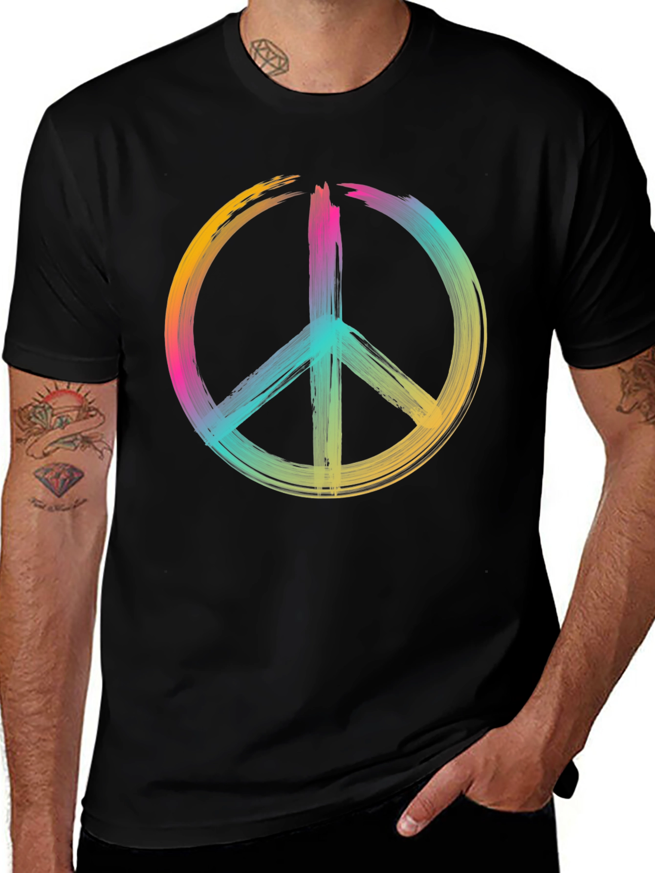 Peace Sign Graphic Tee - Brushstroke Design