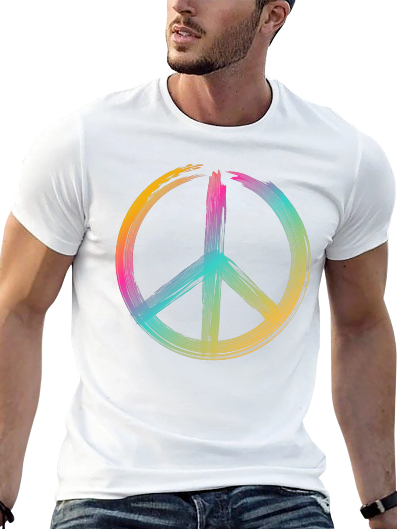 Peace Sign Graphic Tee - Brushstroke Design
