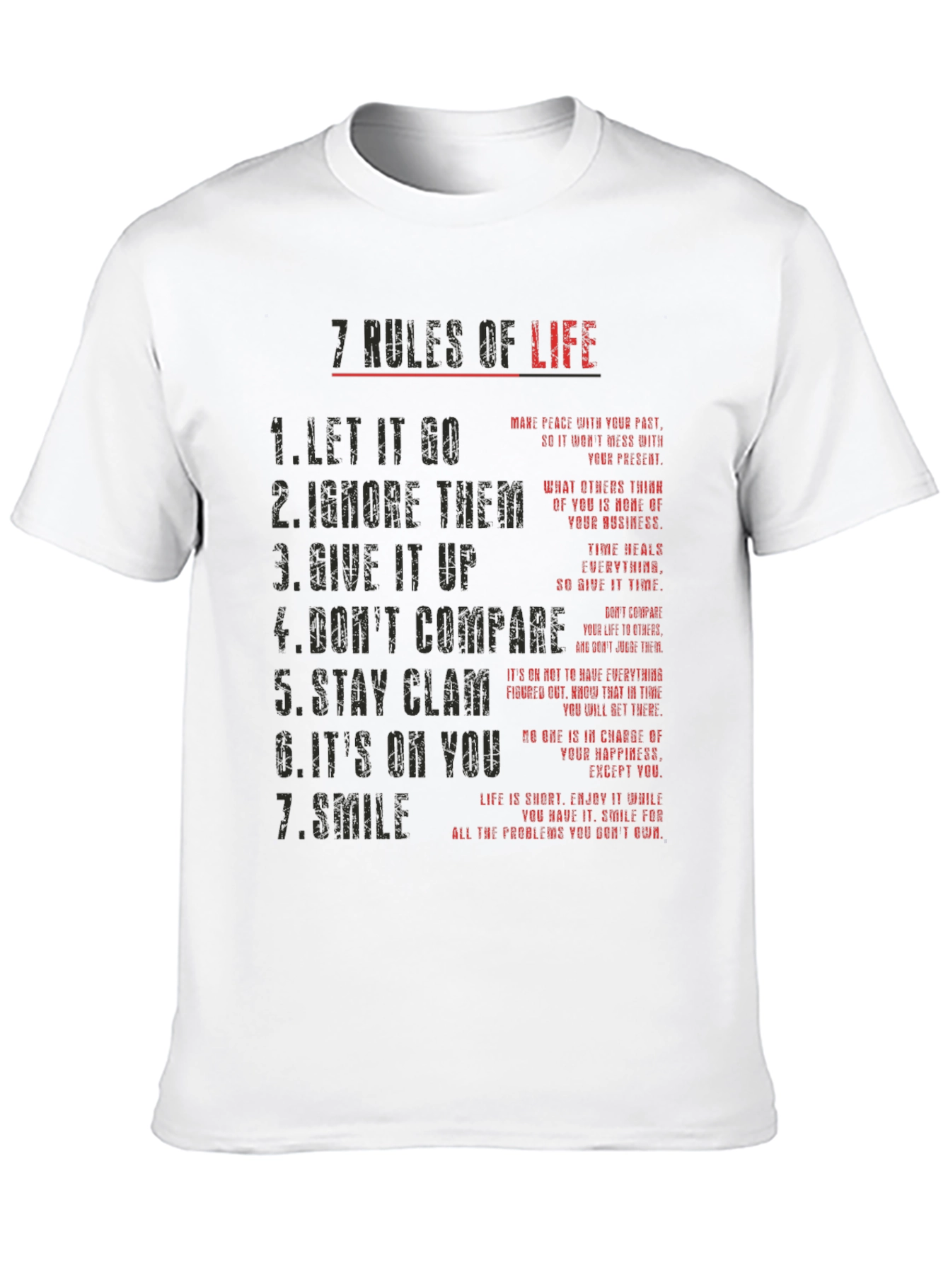 7 Rules of Life Graphic Tee - Motivational T-Shirt