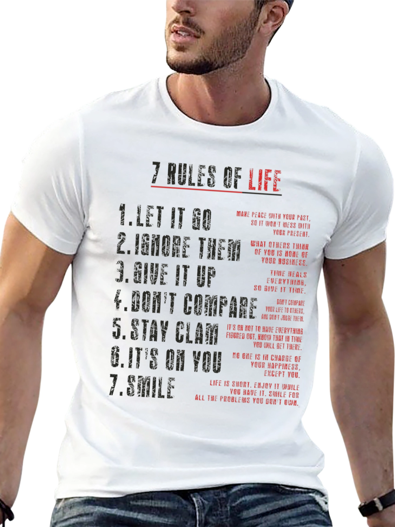 7 Rules of Life Graphic Tee - Motivational T-Shirt