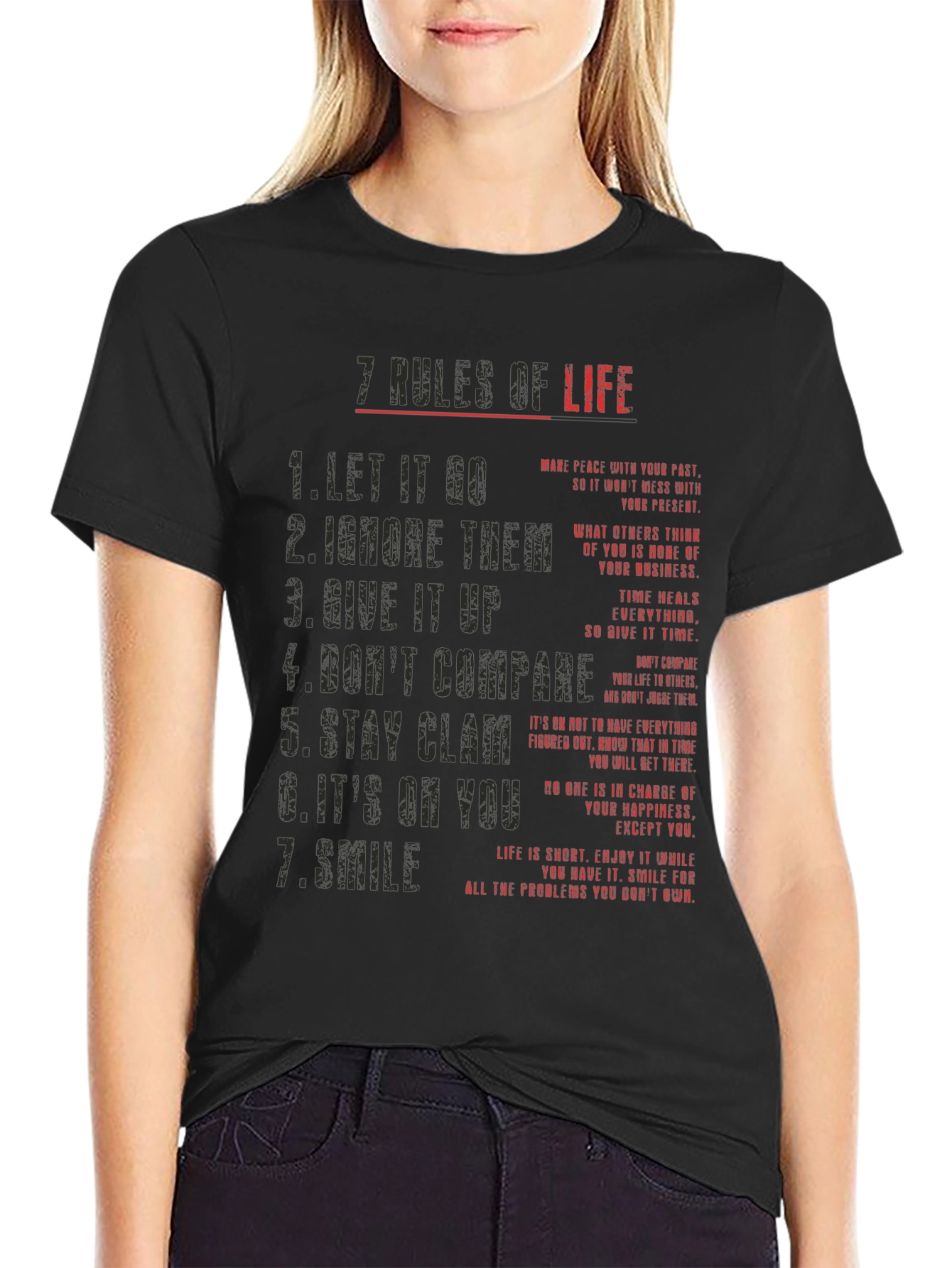 7 Rules of Life Graphic Tee - Motivational T-Shirt