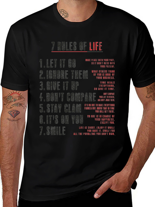 7 Rules of Life Graphic Tee - Motivational T-Shirt