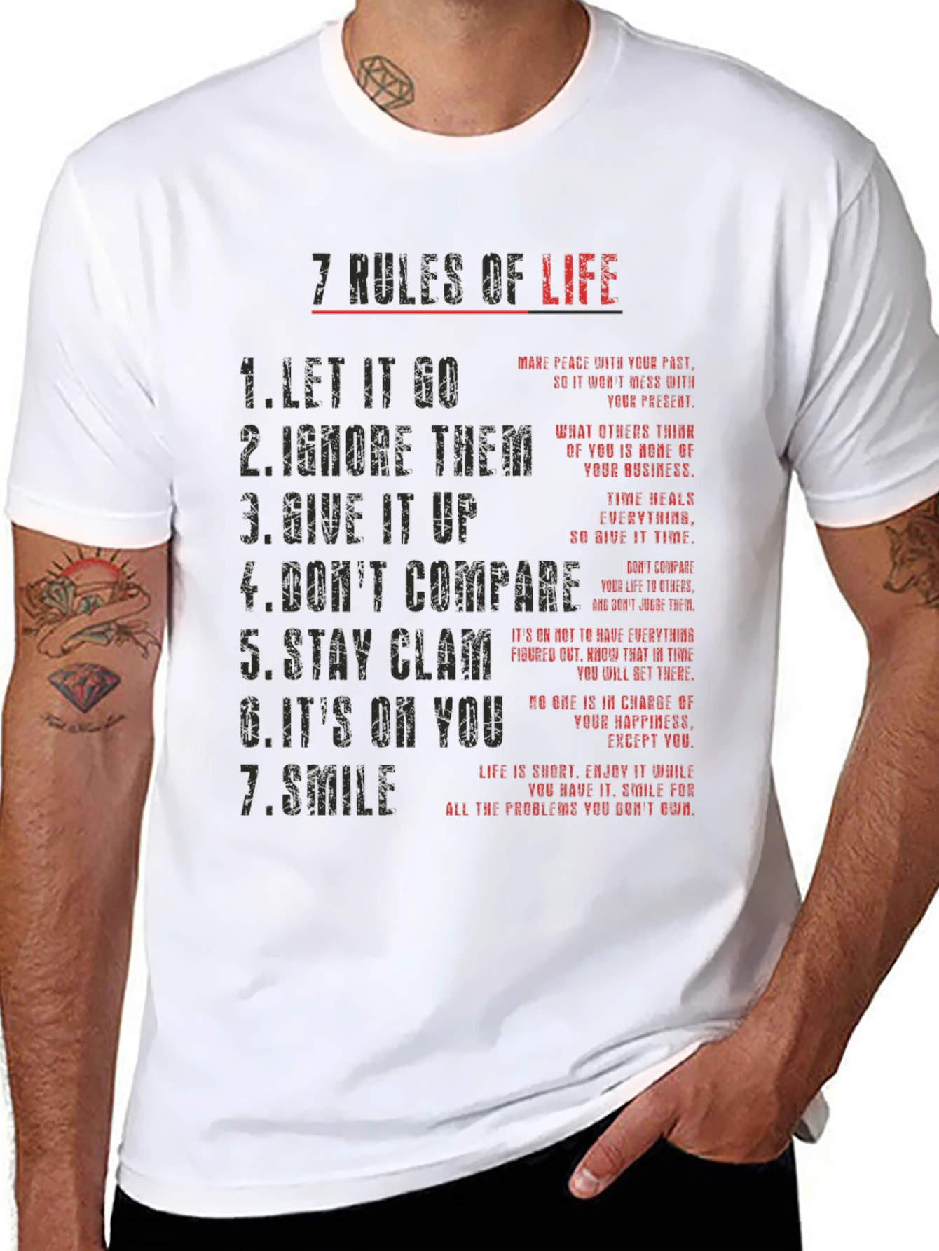 7 Rules of Life Graphic Tee - Motivational T-Shirt