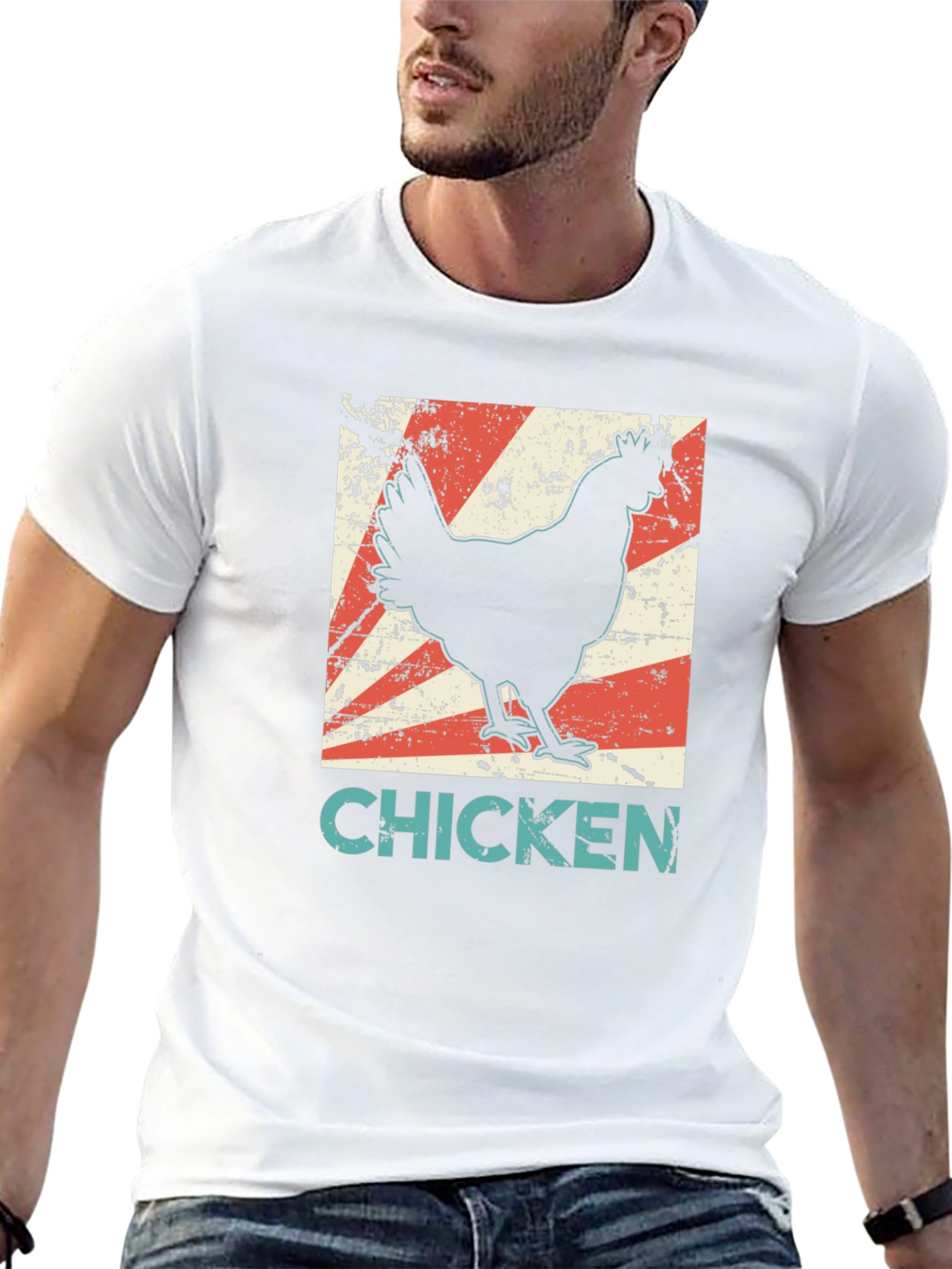 Retro Chicken T-Shirt - Novelty Farm Animal Tee