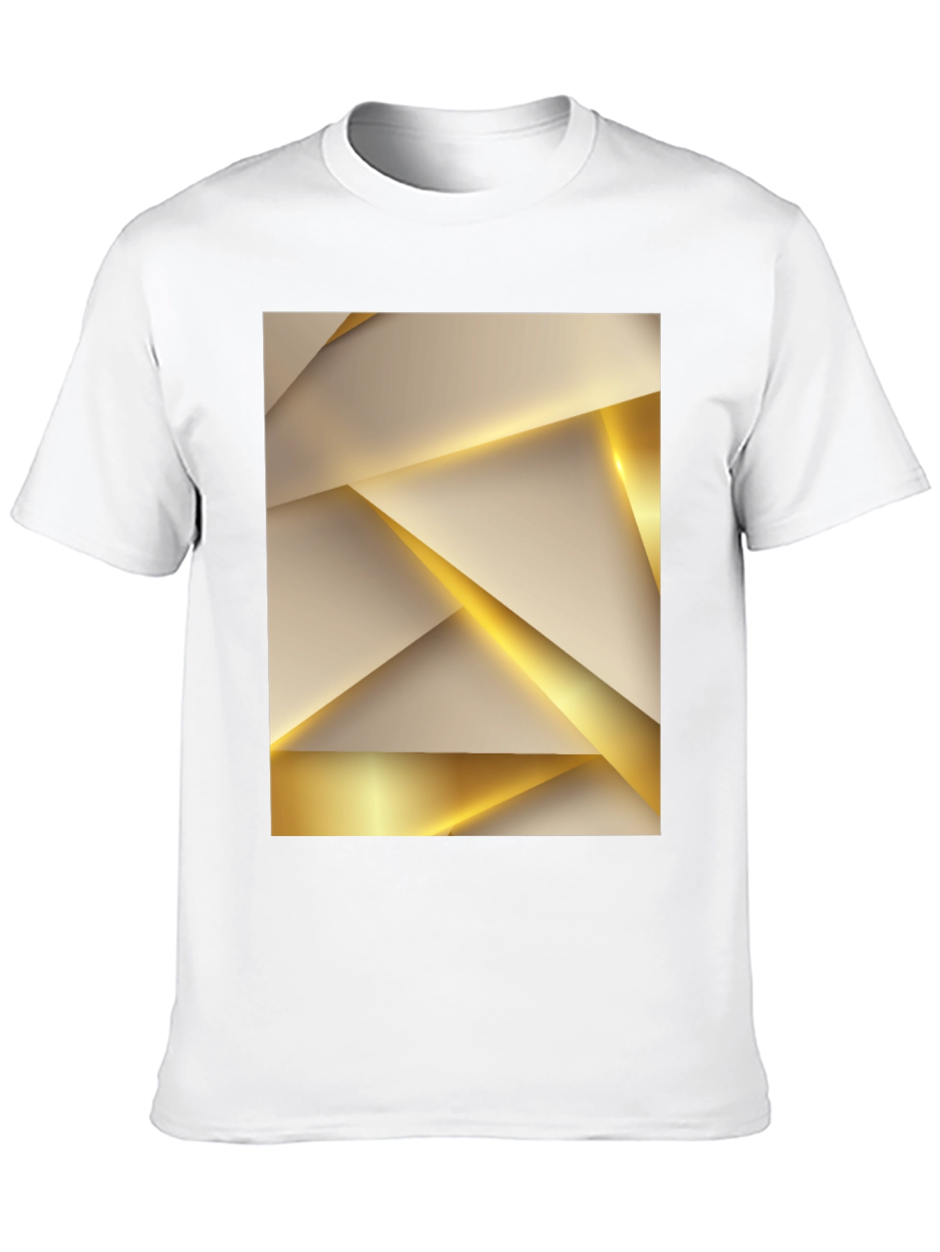Geometric Gold & Beige Print Black Tee
