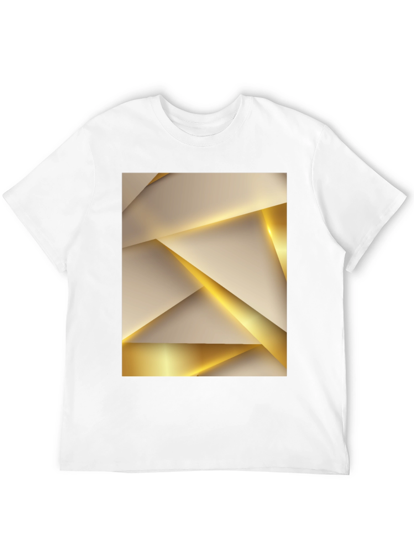 Geometric Gold & Beige Print Black Tee