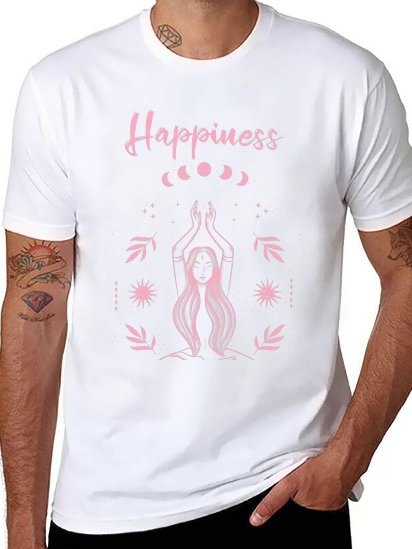 Happiness Graphic T-Shirt - Moon Phase Yoga Tee