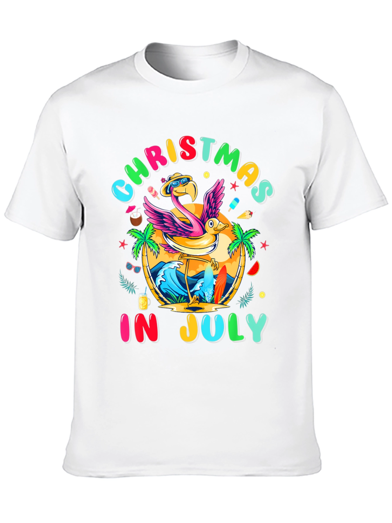 Christmas in July Flamingo T-Shirt