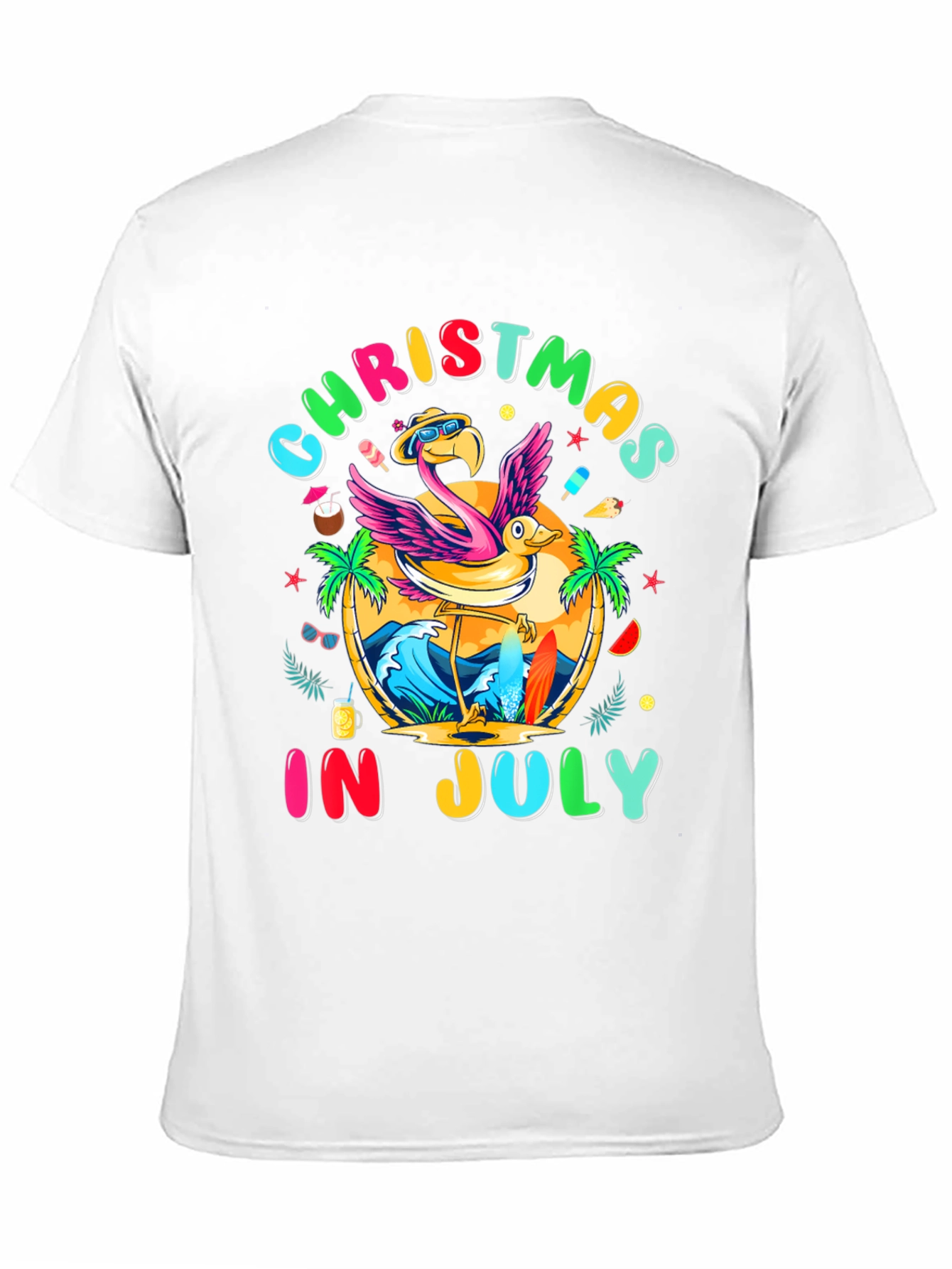 Christmas in July Flamingo T-Shirt