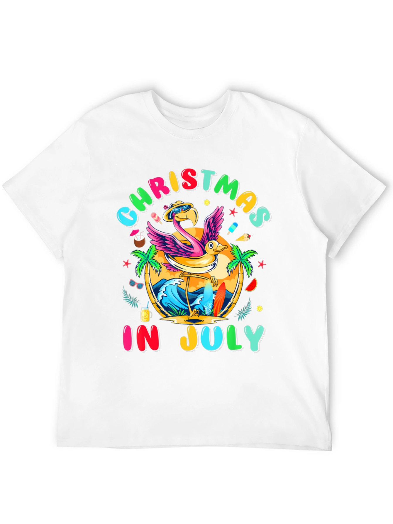 Christmas in July Flamingo T-Shirt