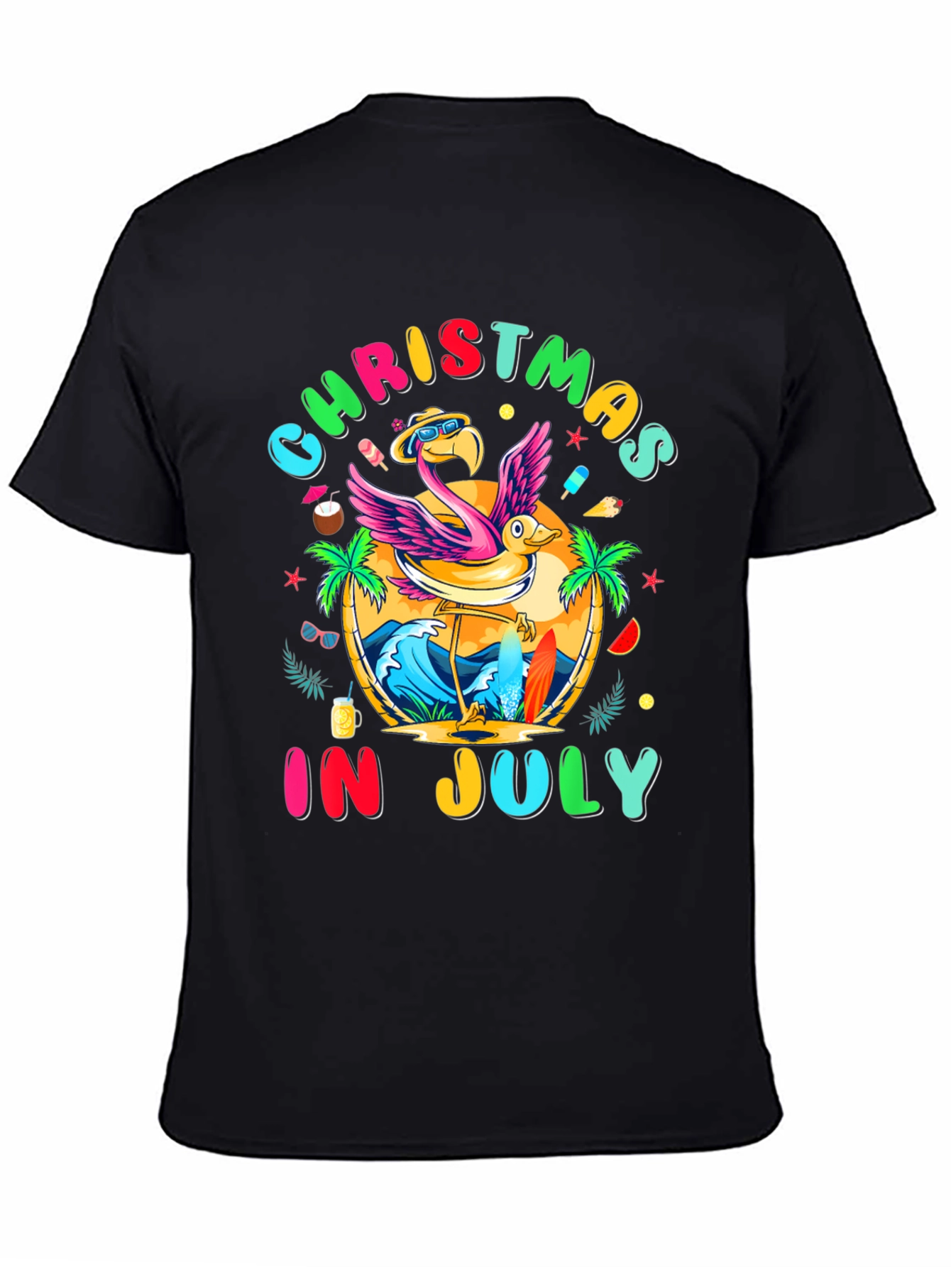 Christmas in July Flamingo T-Shirt