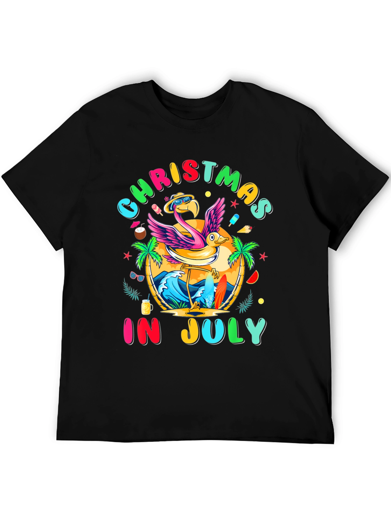 Christmas in July Flamingo T-Shirt