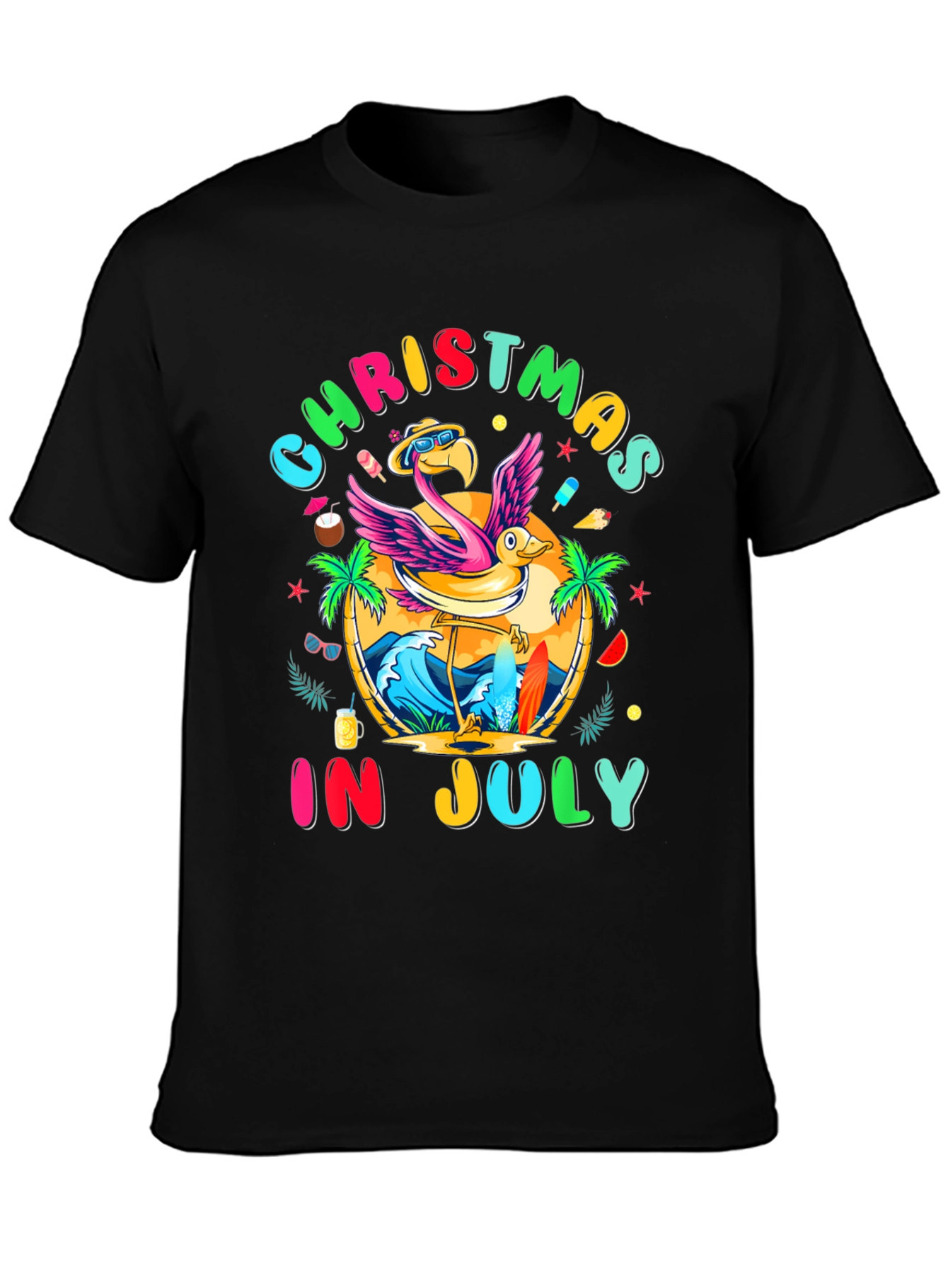 Christmas in July Flamingo T-Shirt