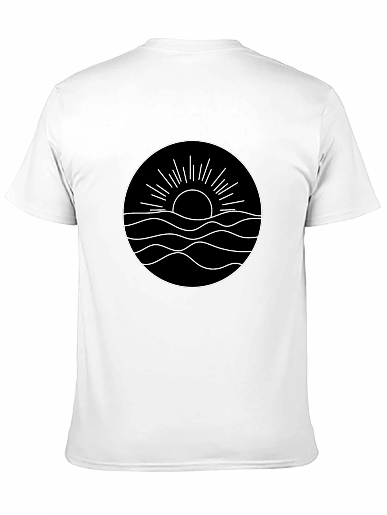 Minimalist Sun & Wave Graphic Black T-Shirt