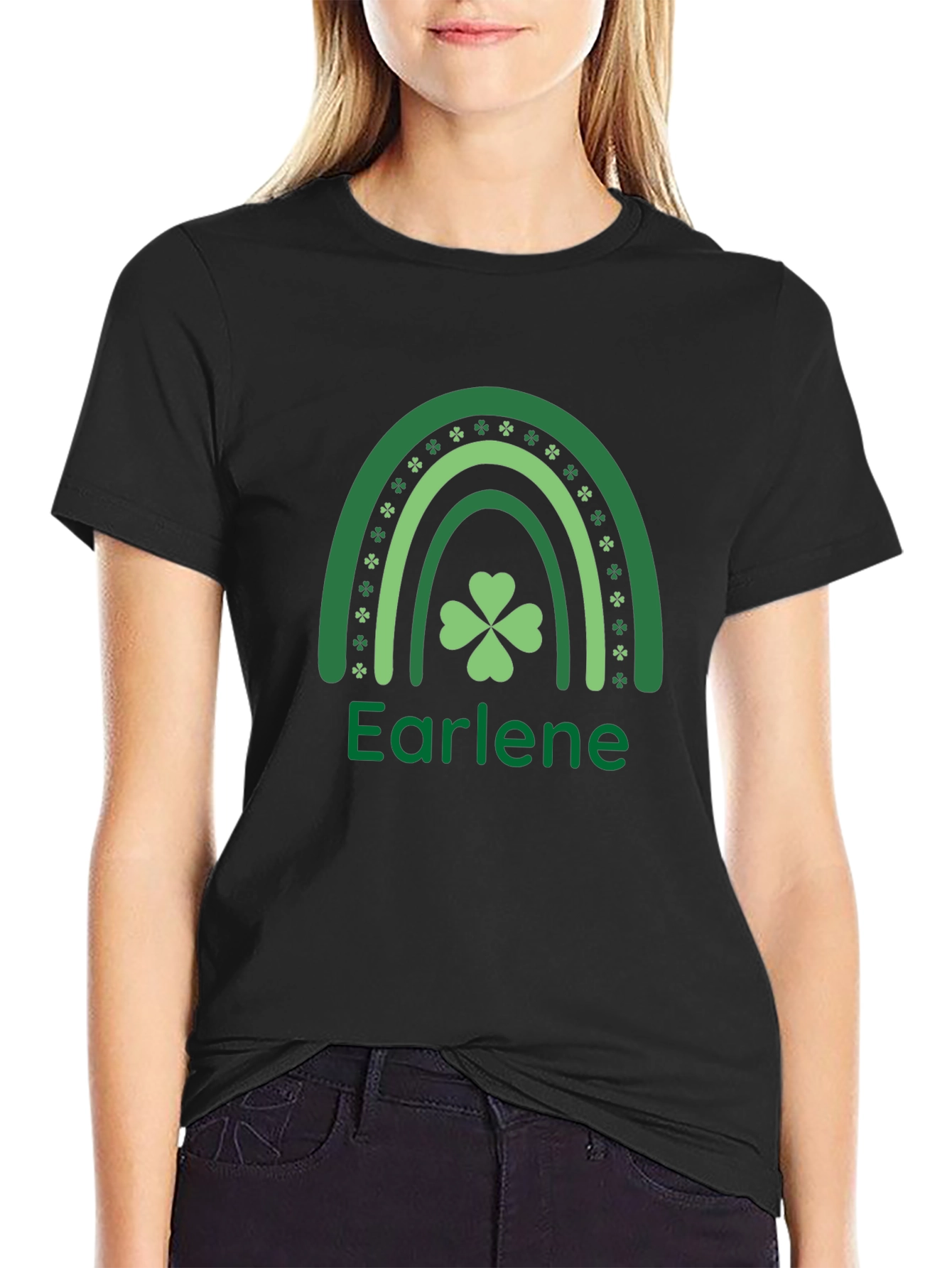 Earlene St. Patricks Day Shamrock Rainbow T-Shirt