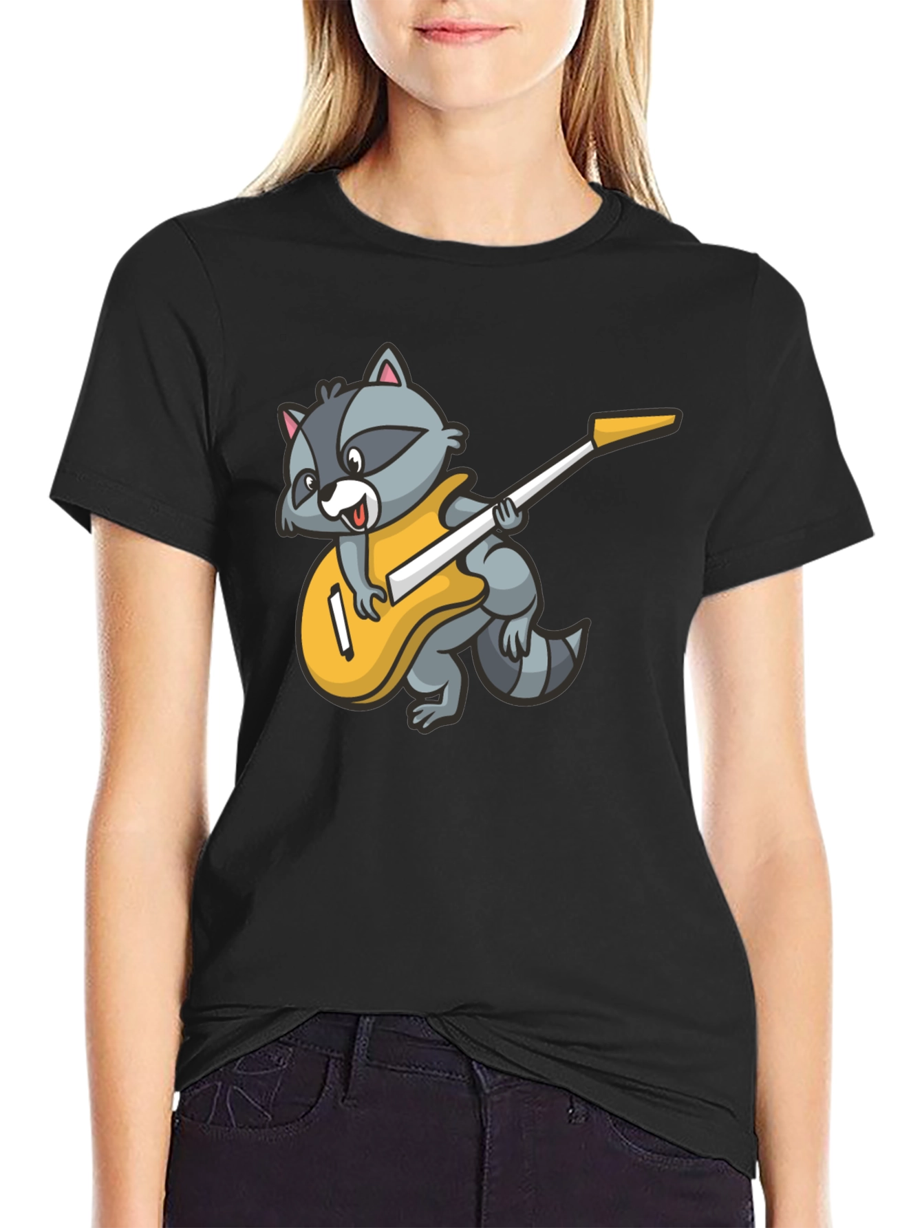 Raccoon Guitarist Black T-Shirt