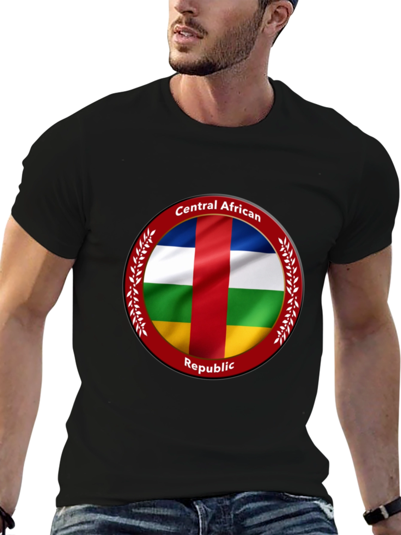 Central African Republic Flag T-Shirt - Black