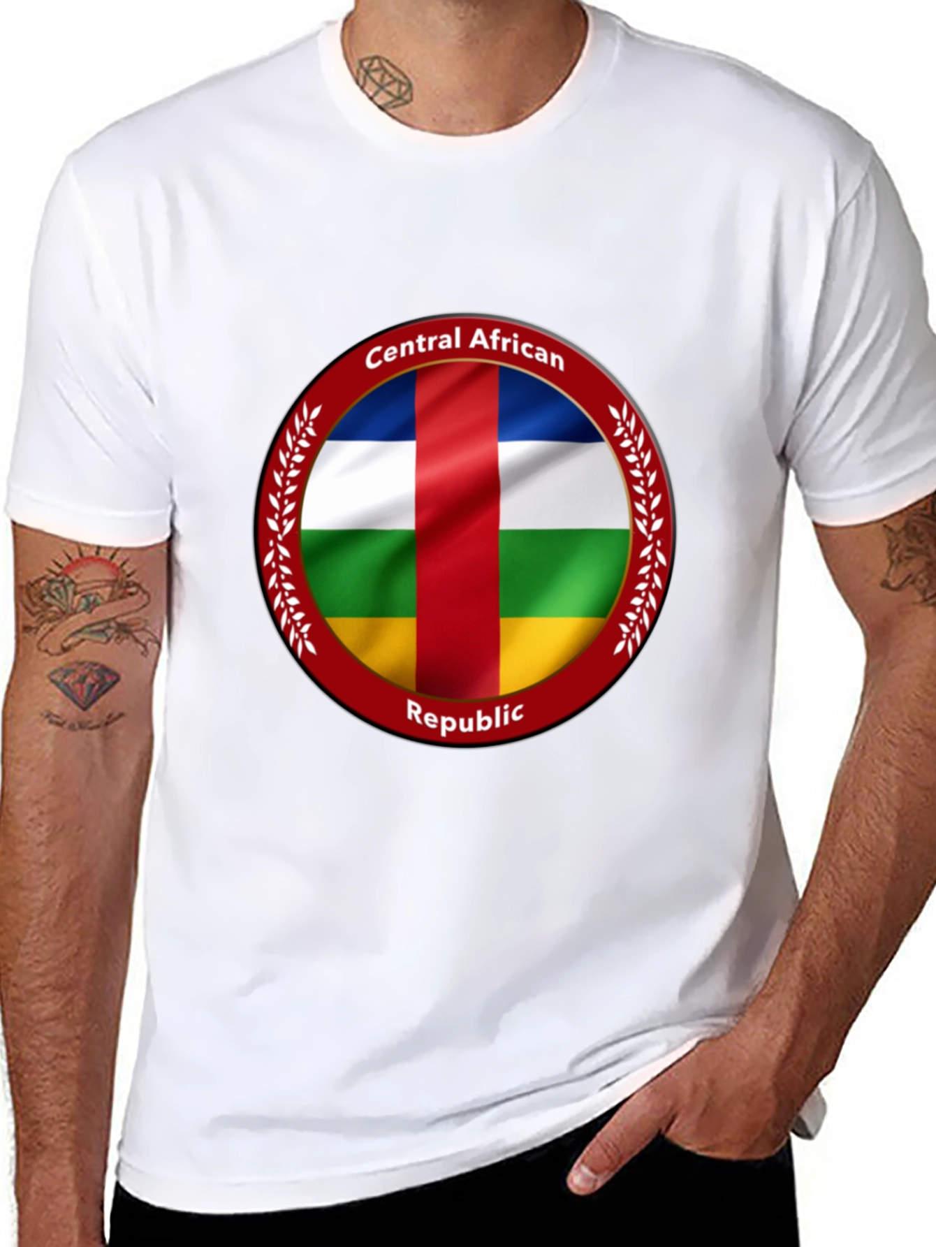 Central African Republic Flag T-Shirt - Black