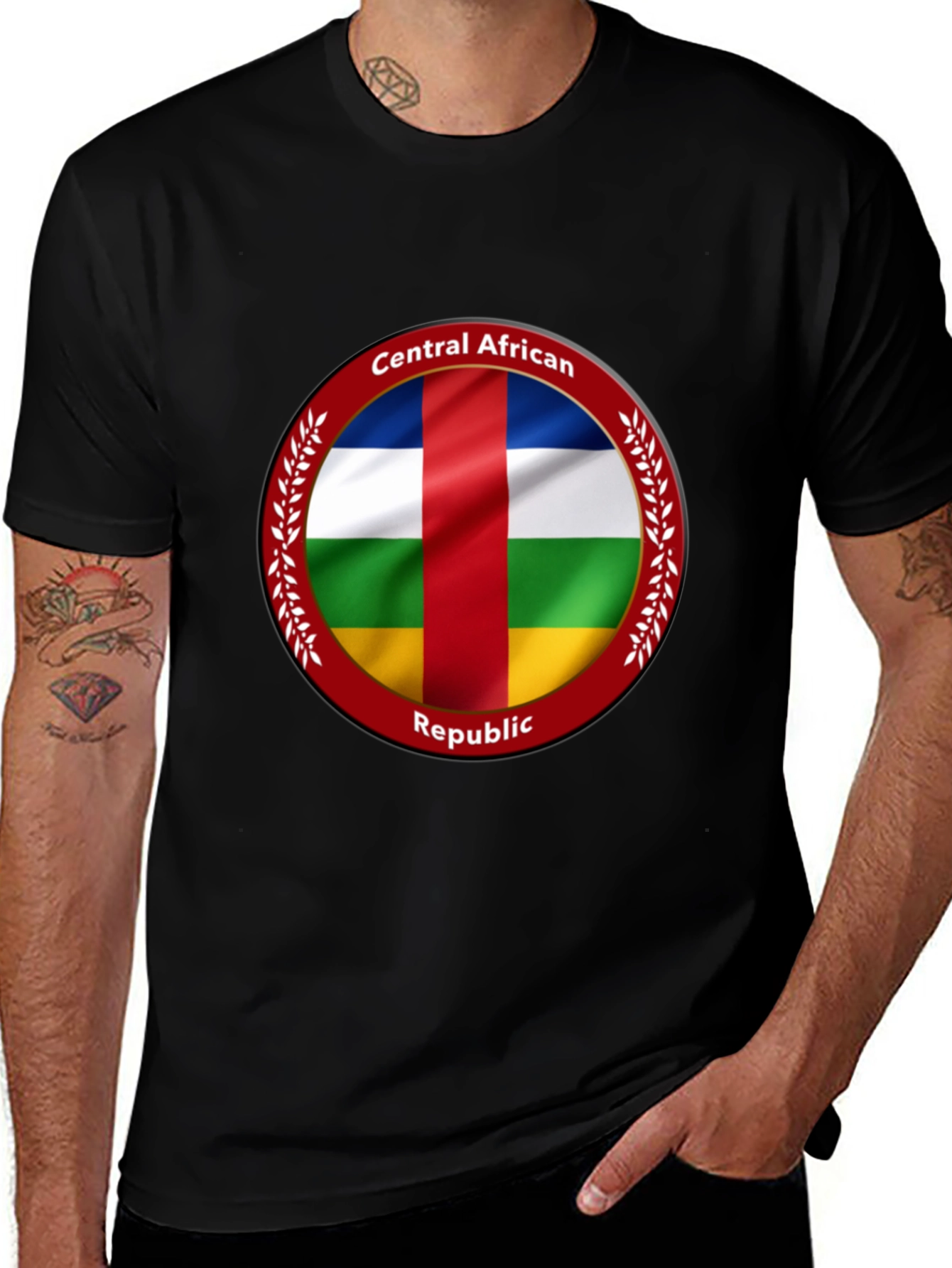 Central African Republic Flag T-Shirt - Black