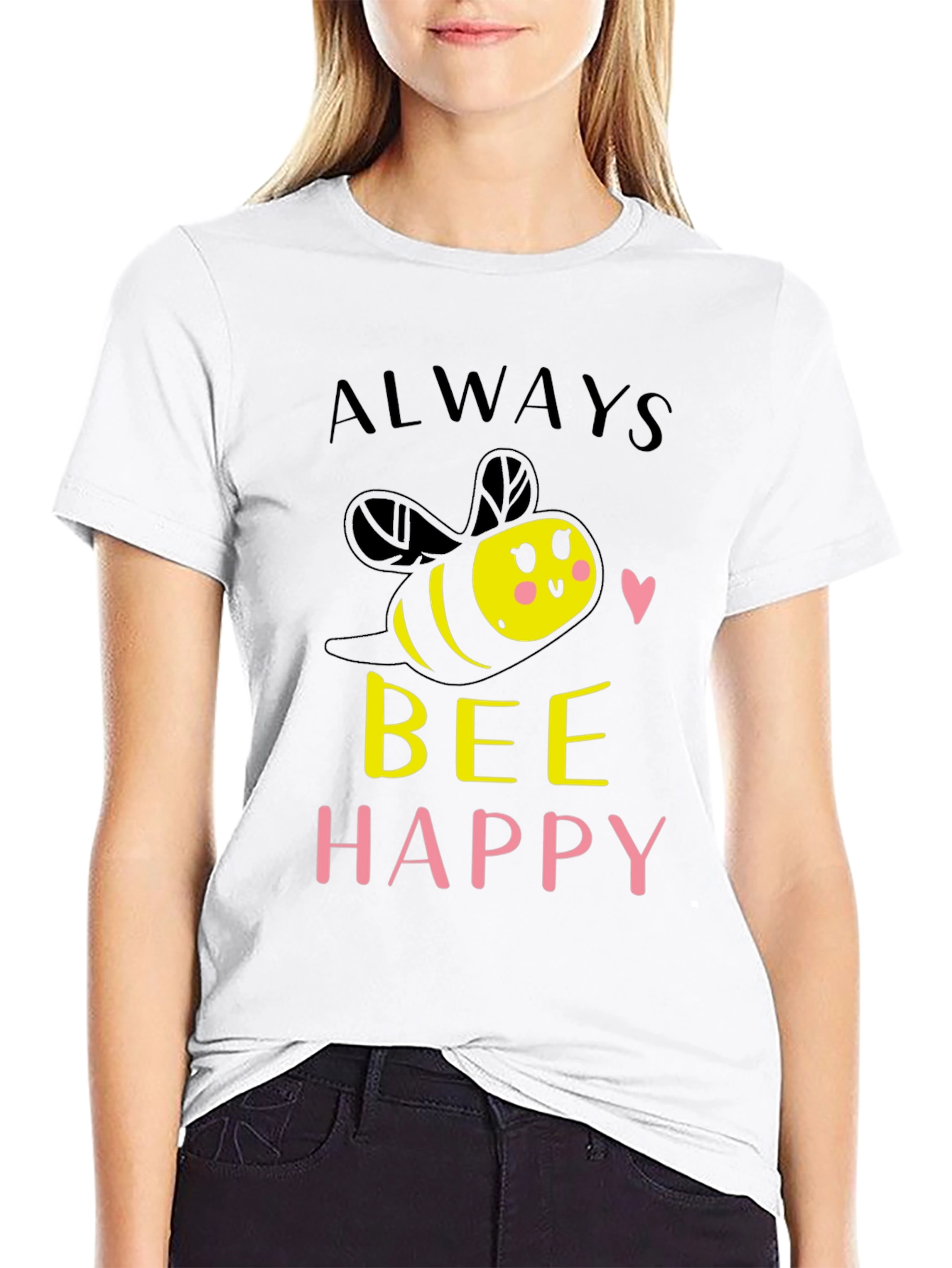Always Bee Happy Graphic T-Shirt - Black