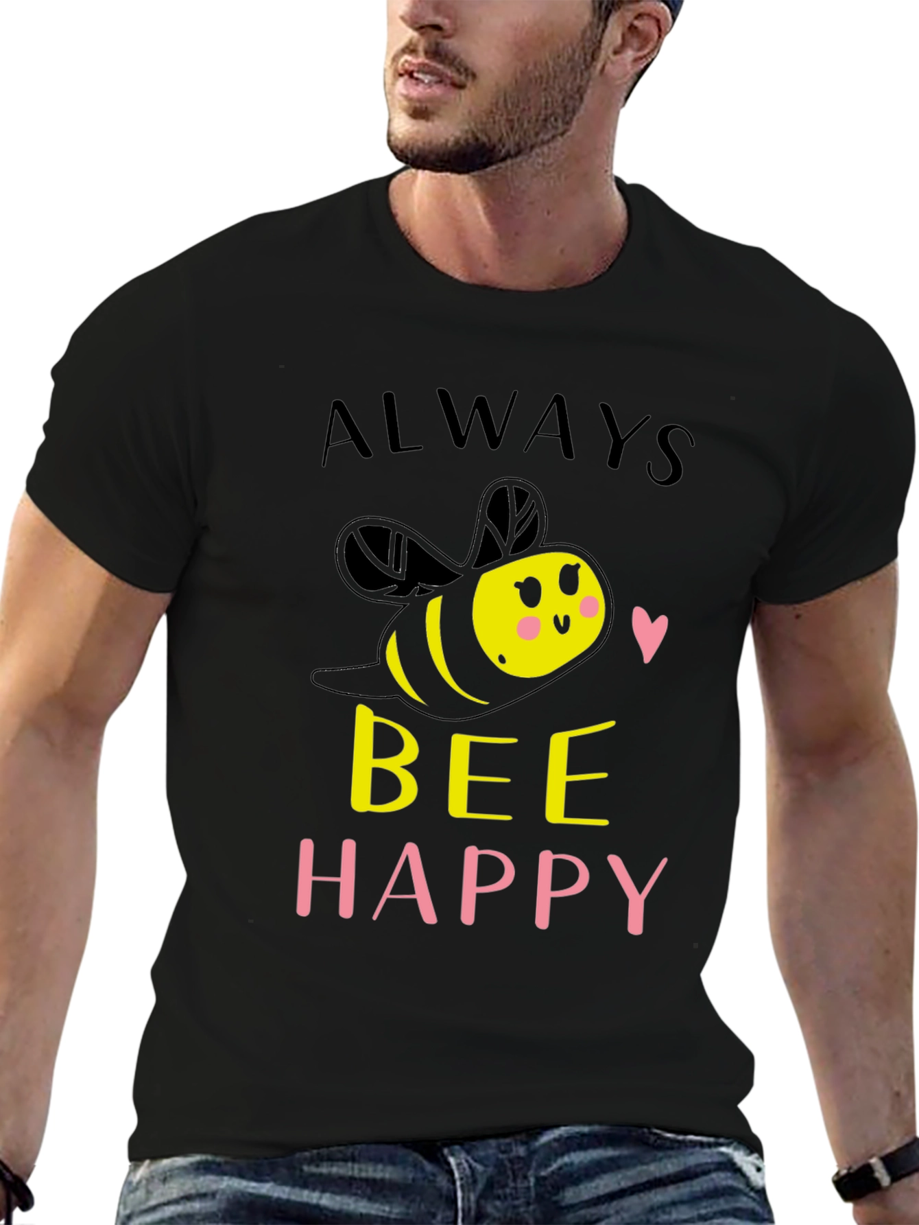 Always Bee Happy Graphic T-Shirt - Black
