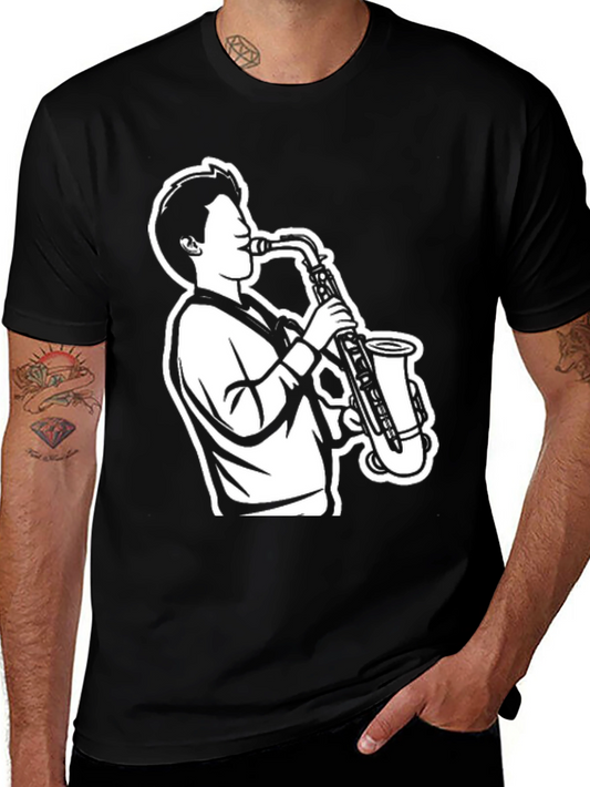 Saxophone Player Graphic Tee - Black