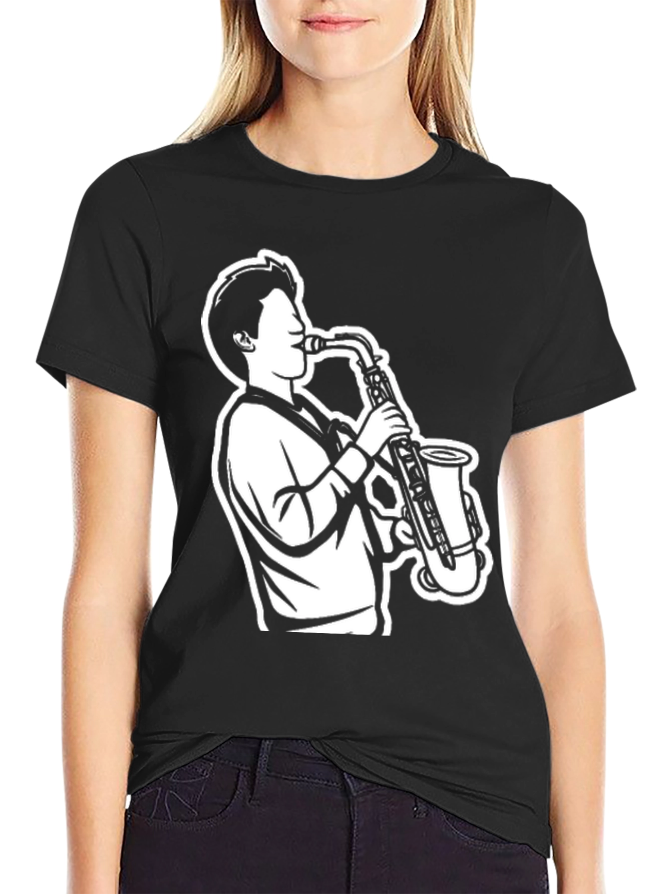 Saxophone Player Graphic Tee - Black