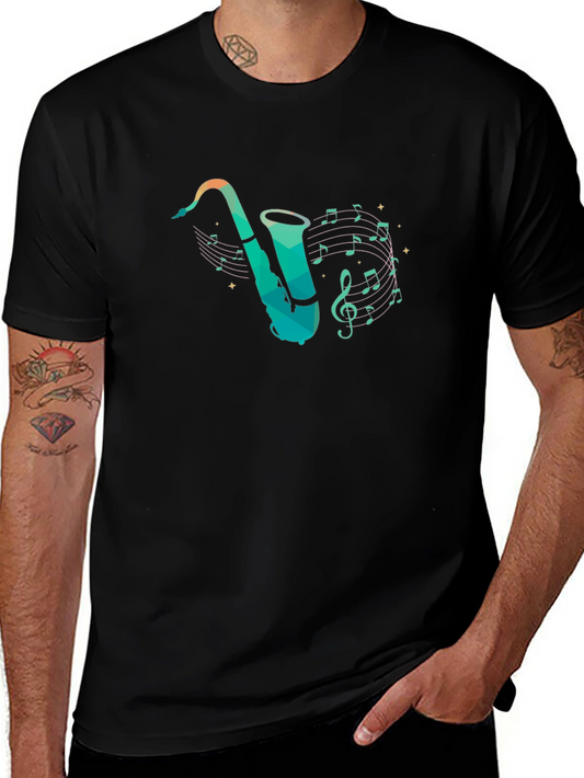 Saxophone Music Notes Graphic Tee