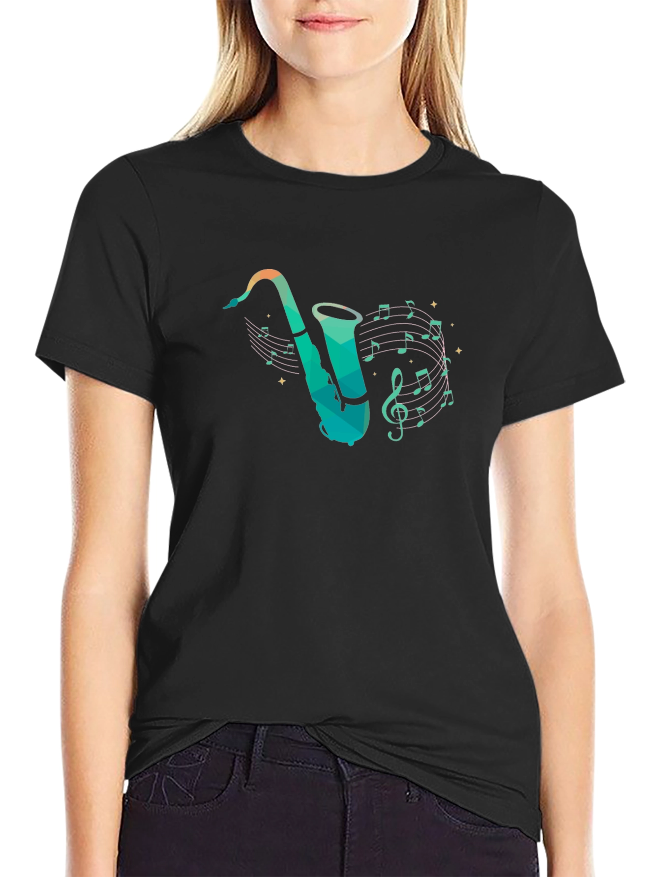 Saxophone Music Notes Graphic Tee