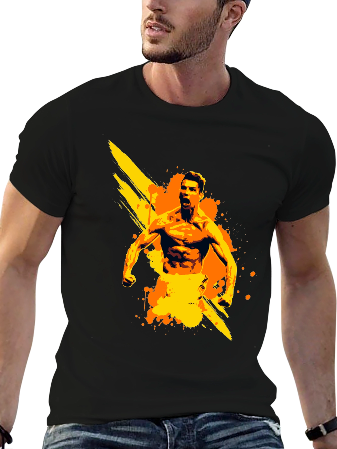 Cristiano Ronaldo Graphic Tee - Black Cotton T-Shirt