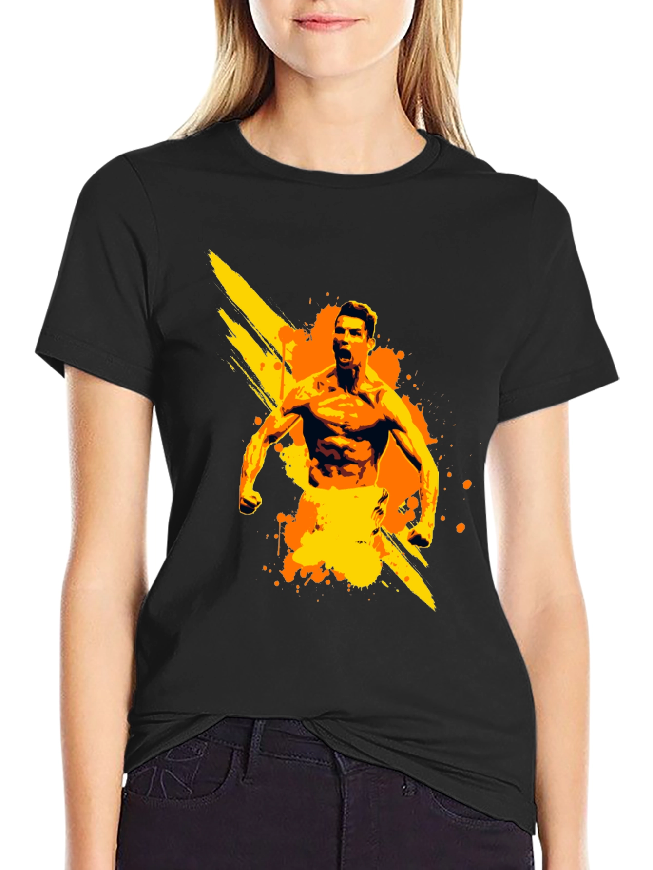 Cristiano Ronaldo Graphic Tee - Black Cotton T-Shirt