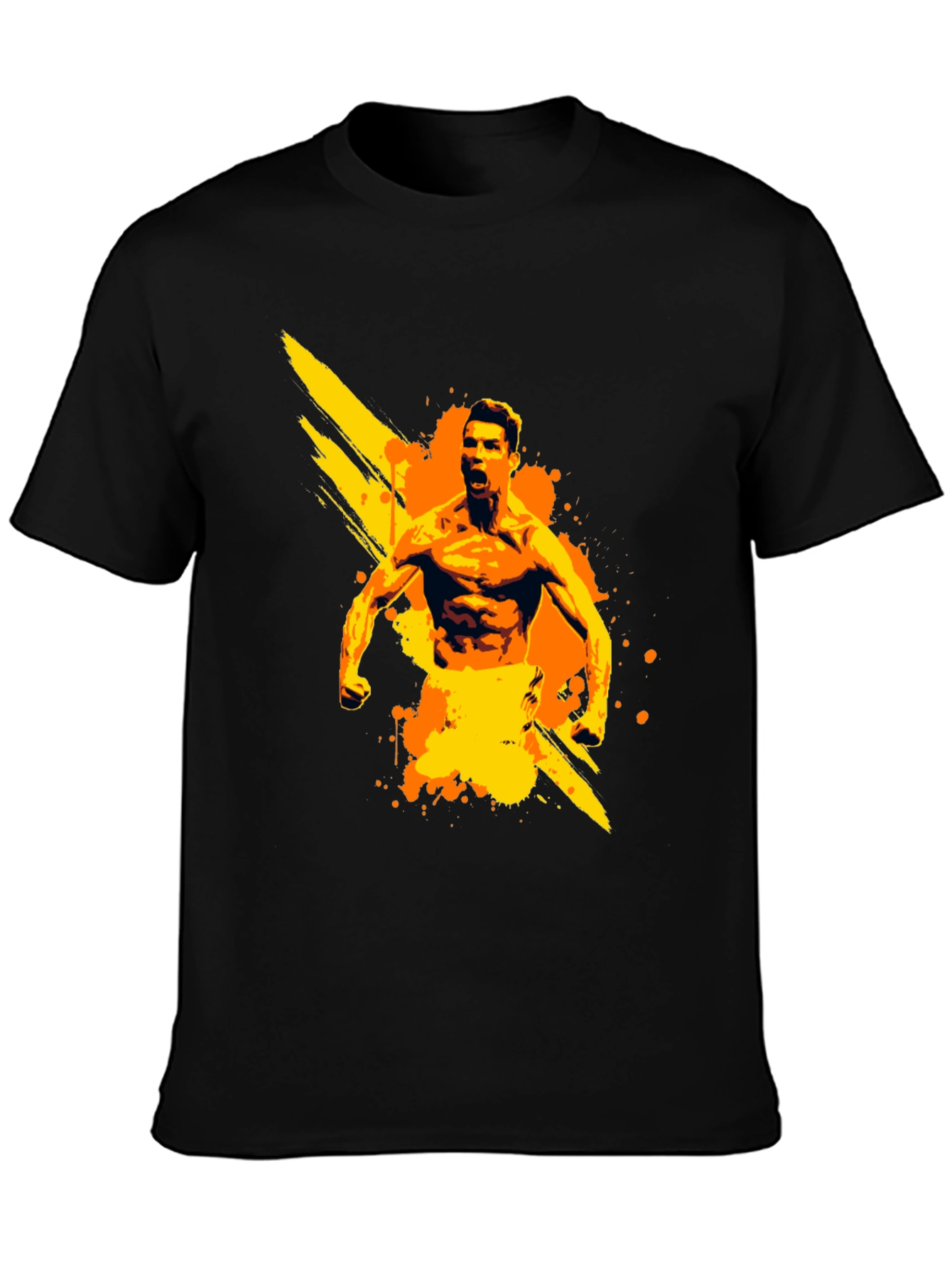 Cristiano Ronaldo Graphic Tee - Black Cotton T-Shirt