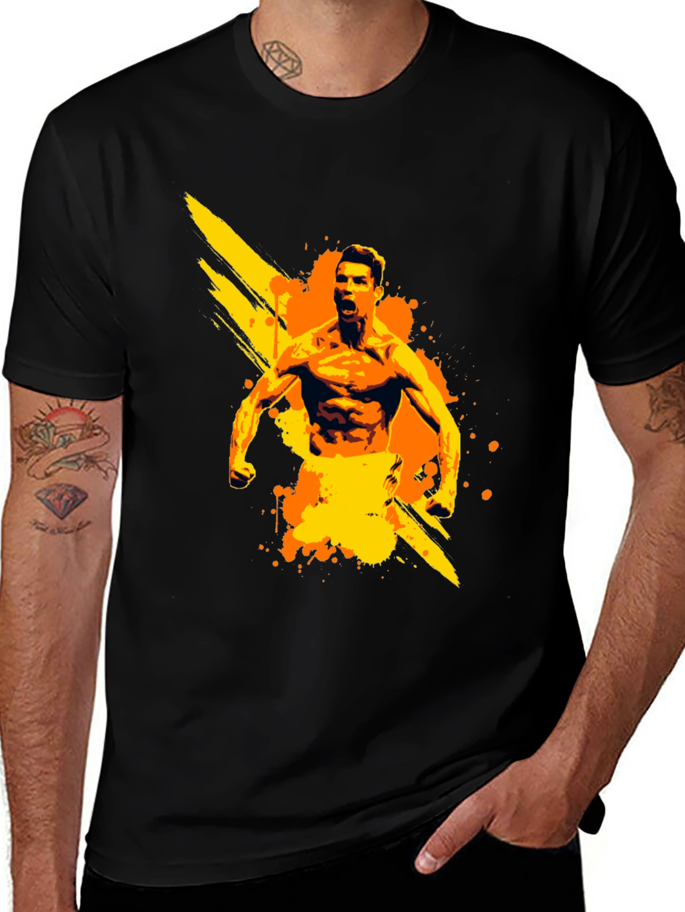 Cristiano Ronaldo Graphic Tee - Black Cotton T-Shirt