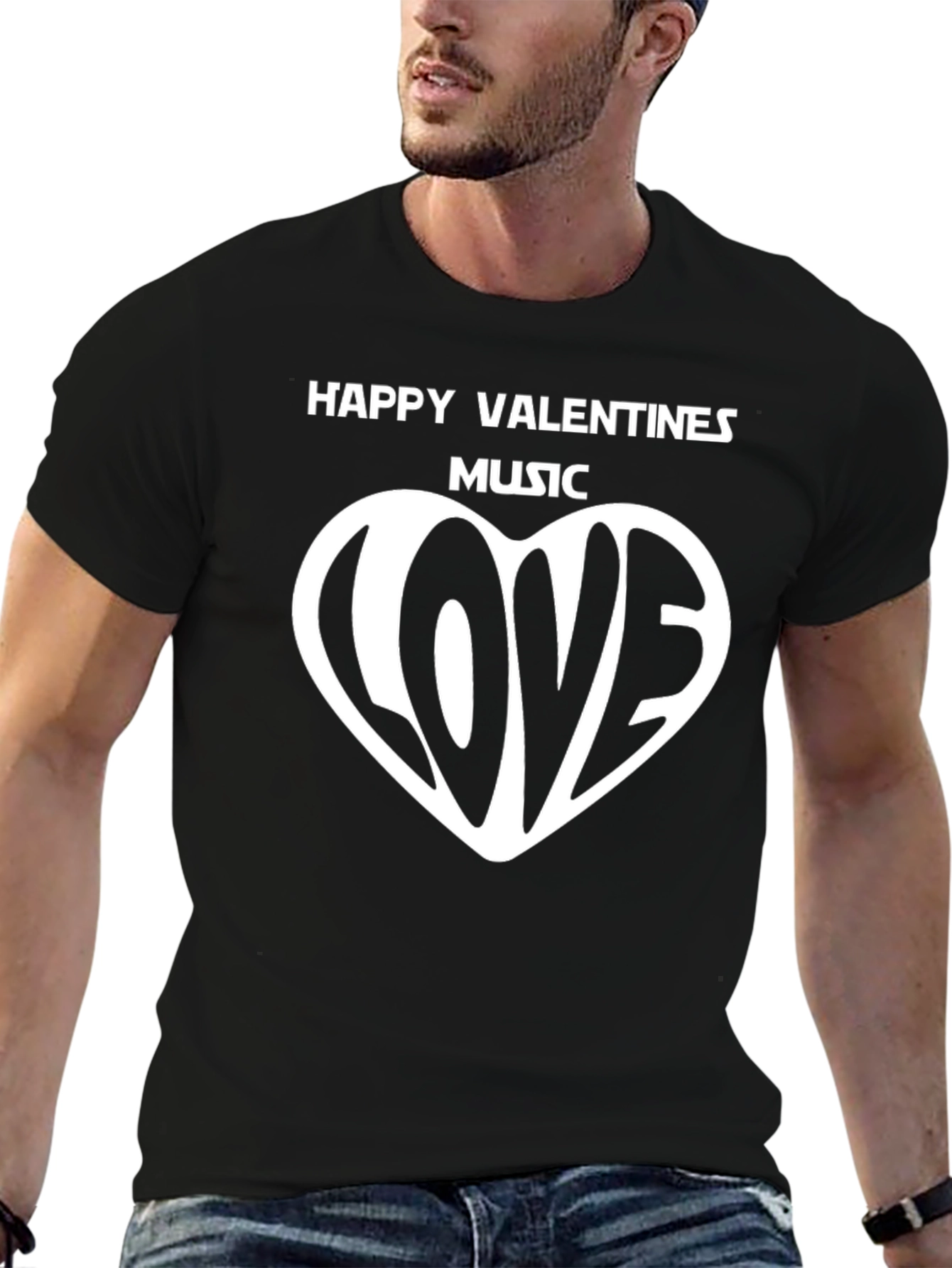 Valentines Music Love Heart Graphic T-Shirt